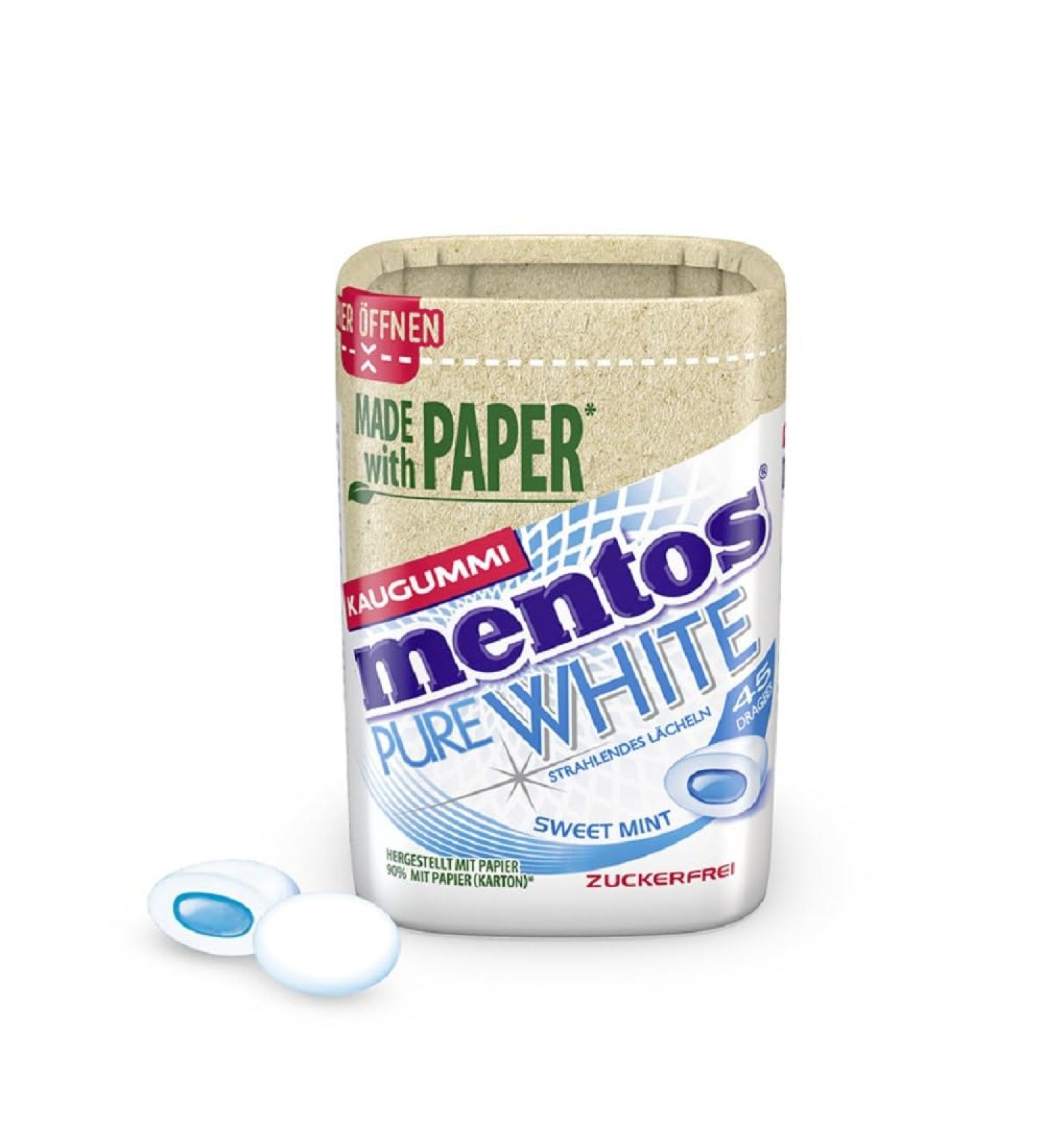 Mentos Pure Fresh Sweet Mint Chewing Gum - Sugar-Free Dragees with Liquid Filling 90g Box | International Shipping Available - Buy Online on GoSupps.com