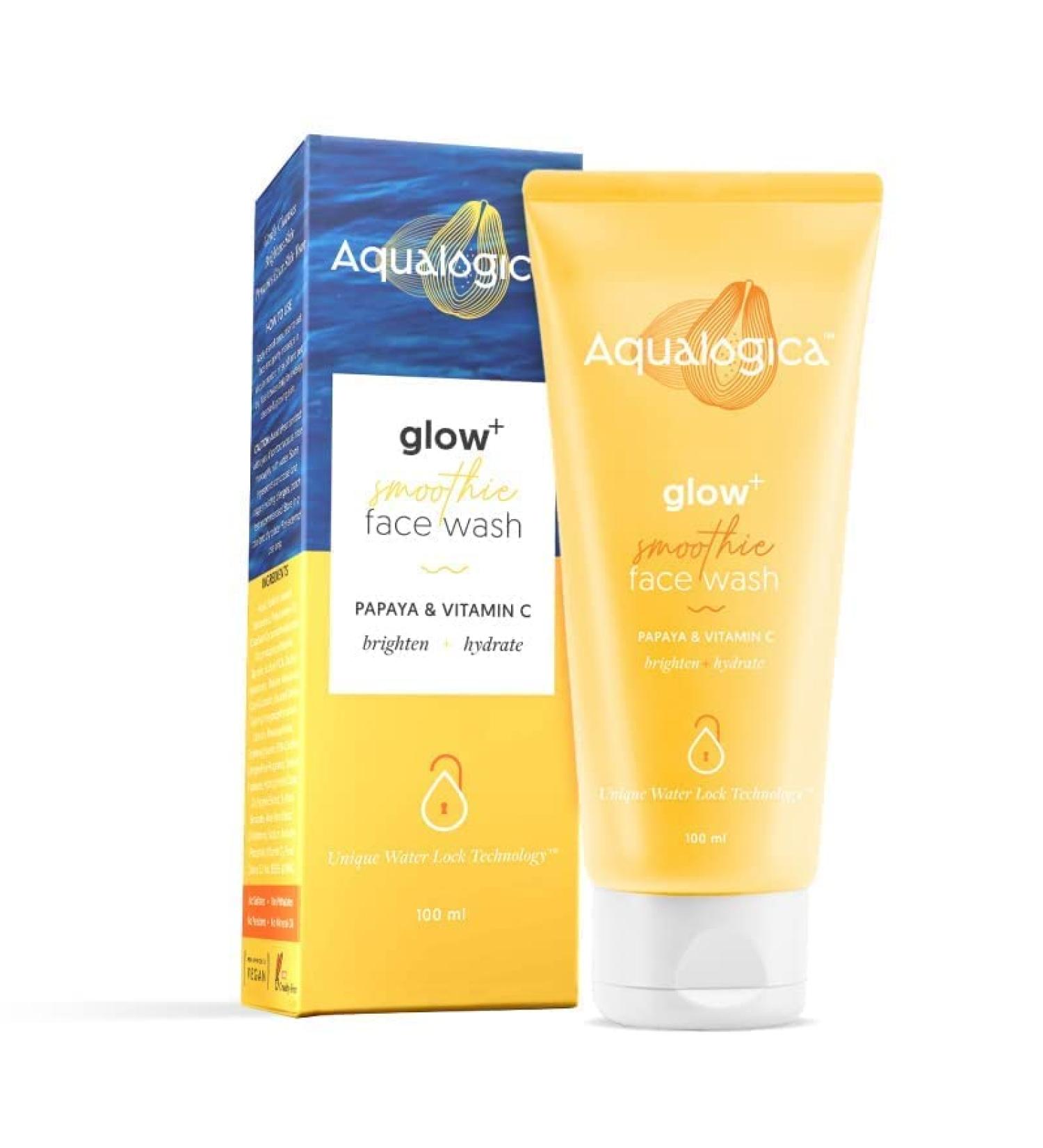  Aqualogica Aqualogica Glow+ Smoothie Face Wash for Deep Cleansing & Skin Brightening With Vitamin C & Papaya 100ml - Buy Online on GoSupps.com