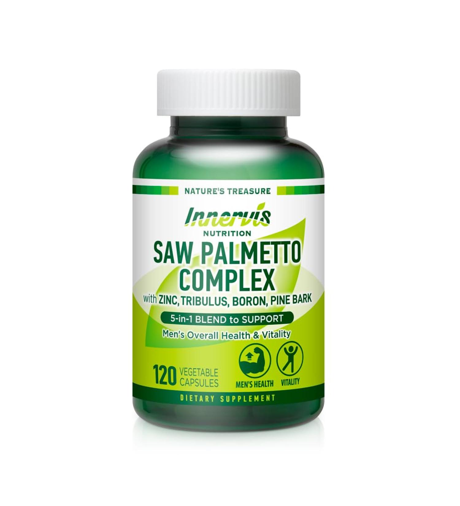 INNERVISNUTRITION Prostate & Urinary Support for Men 5-in-1 Saw Palmetto Complex with Zinc Tribulus Boron Pine Bark 120 Veggie Capsules - Buy Online on GoSupps.com
