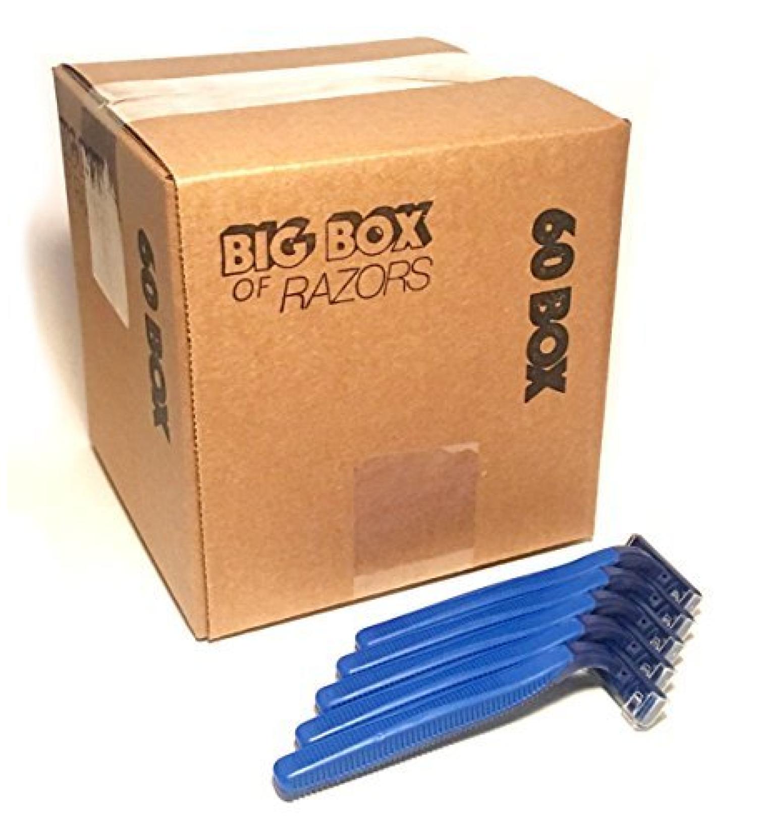 60 Box of Razor Blades Premium Disposable Stainless Steel Hospitality Quality Shavers High End Twin Blade Razors for Men and Women with Aloe Vera Lubrication Strip