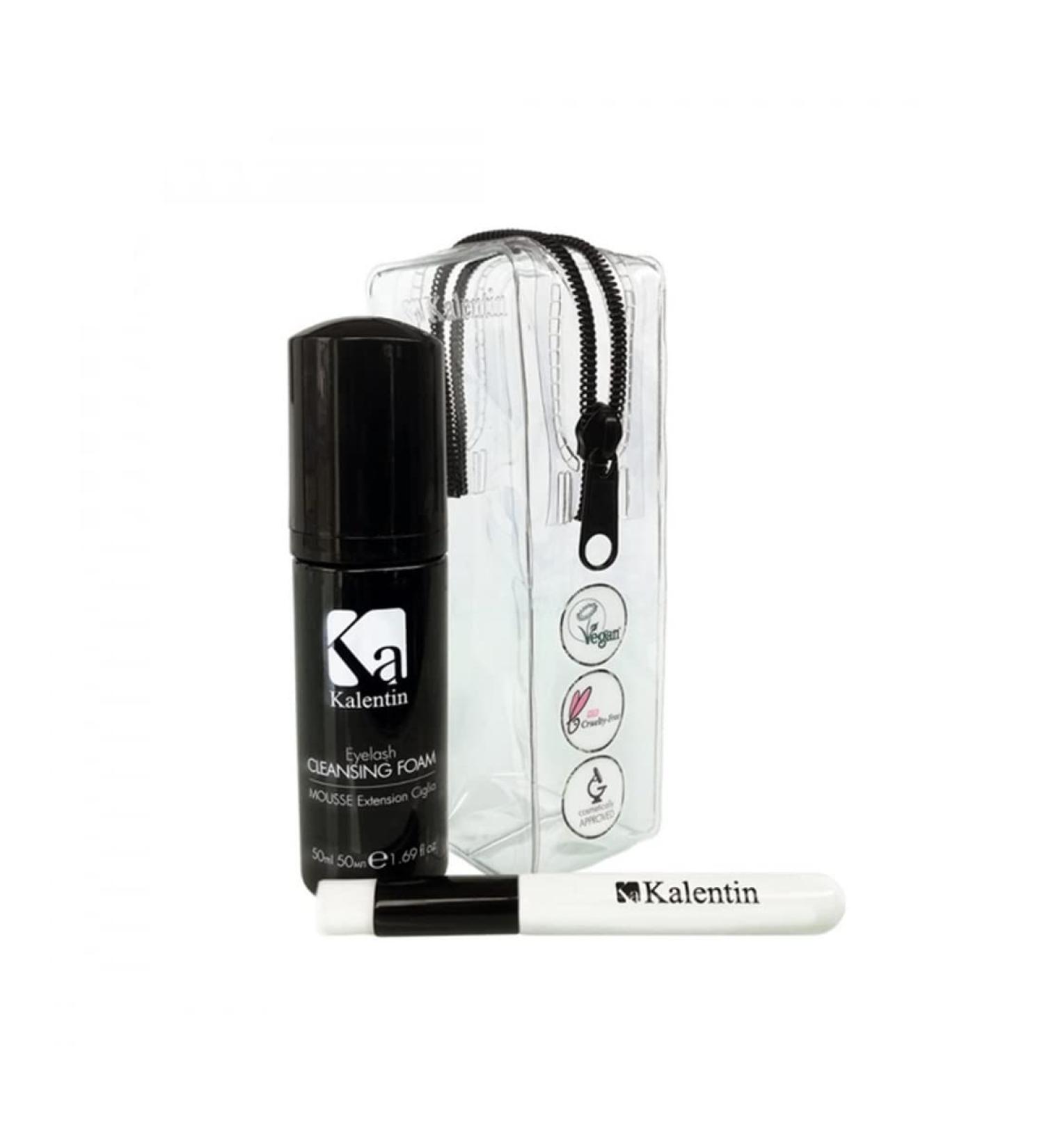 Kalentin KALENTIN Vegan Eyelash Extension Mousse Kit + Brush | Cleansing Foam + Brush 50 ml