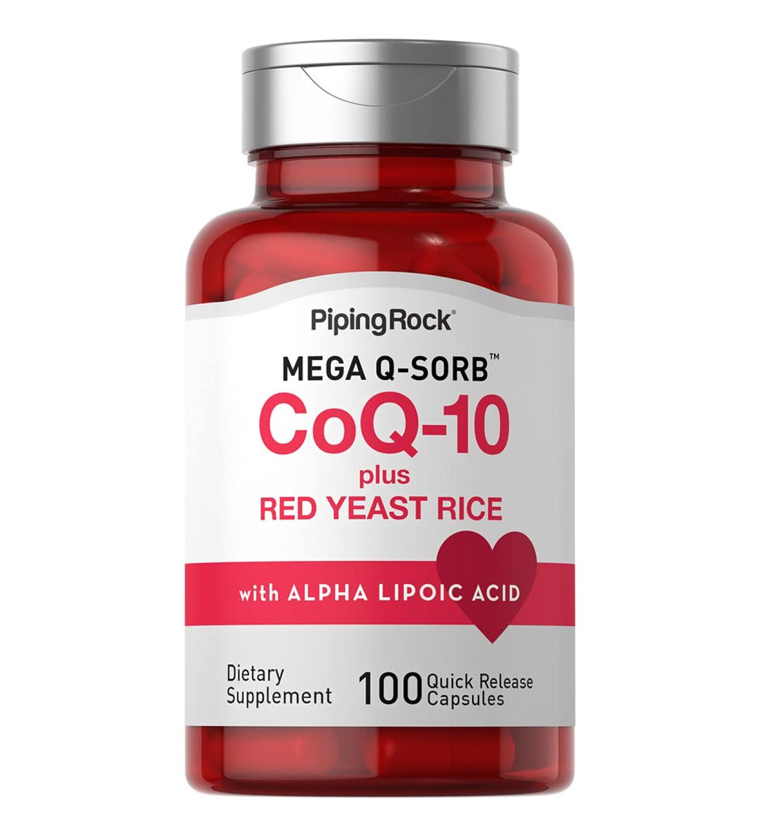 Piping Rock CoQ10 with Red Yeast Rice - 100 Capsules | Alpha Lipoic Acid | Non-GMO & Gluten Free Supplement - International Shipping Available - Buy Online on GoSupps.com