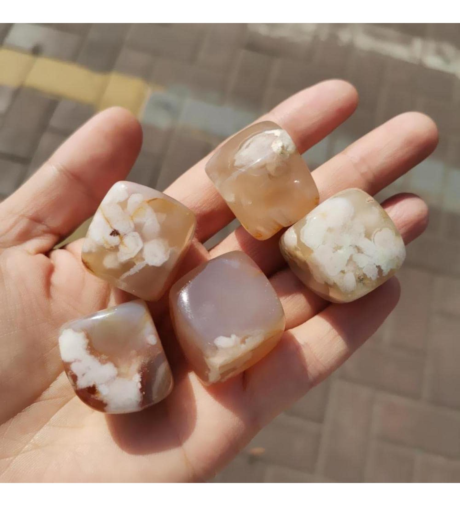 Natural Cherry Blossom Agate Tumbled Flower Agate Crystal Reiki and Energy Crystal Healing (Color : 500g) - Buy Online on GoSupps.com