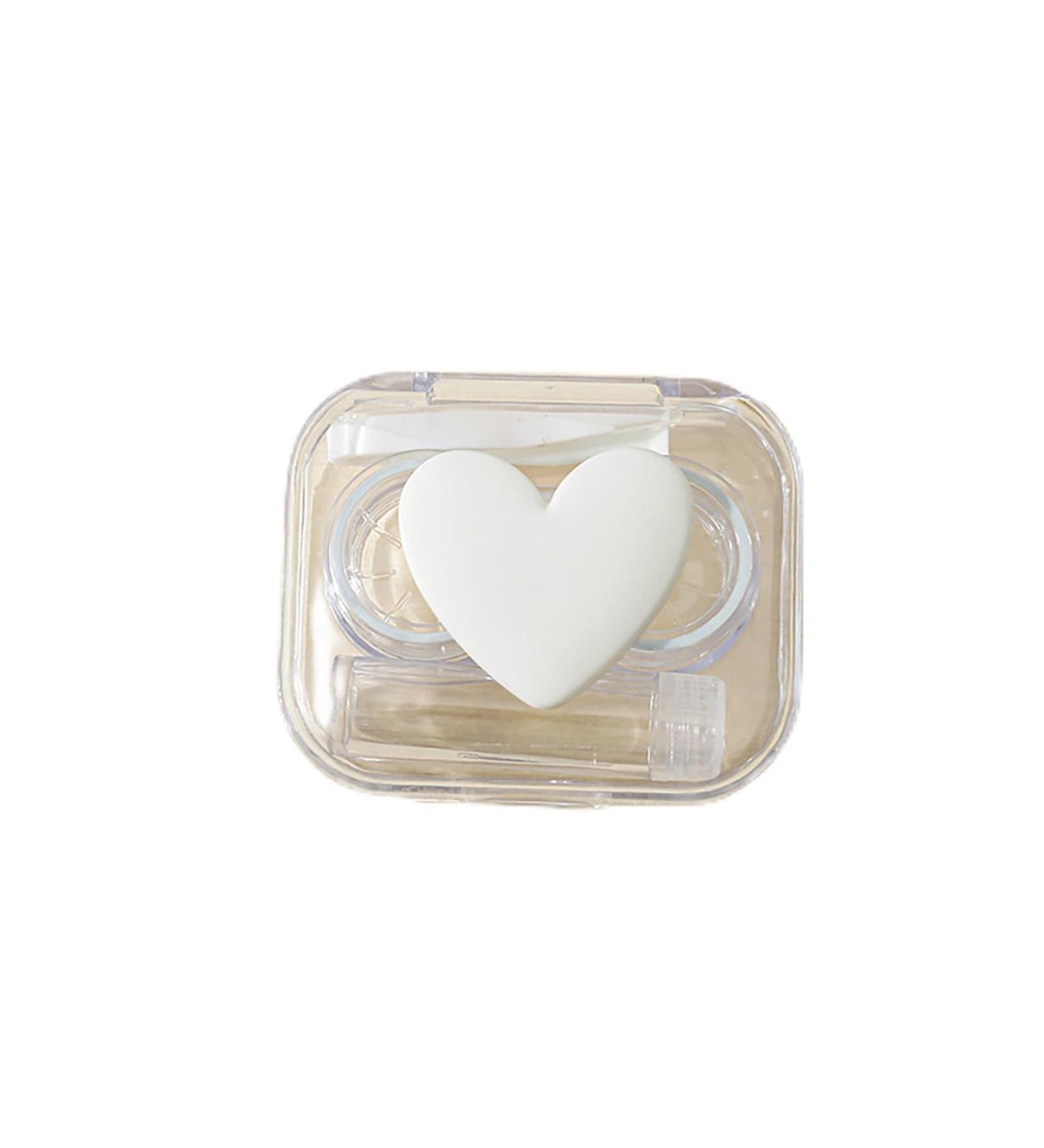 Heart Contact Lens Case - Leak Proof Mini Box with Tweezer & Cleaner | Portable Storage Set for White/Opulent Garden - International Shipping Available - Buy Online on GoSupps.com
