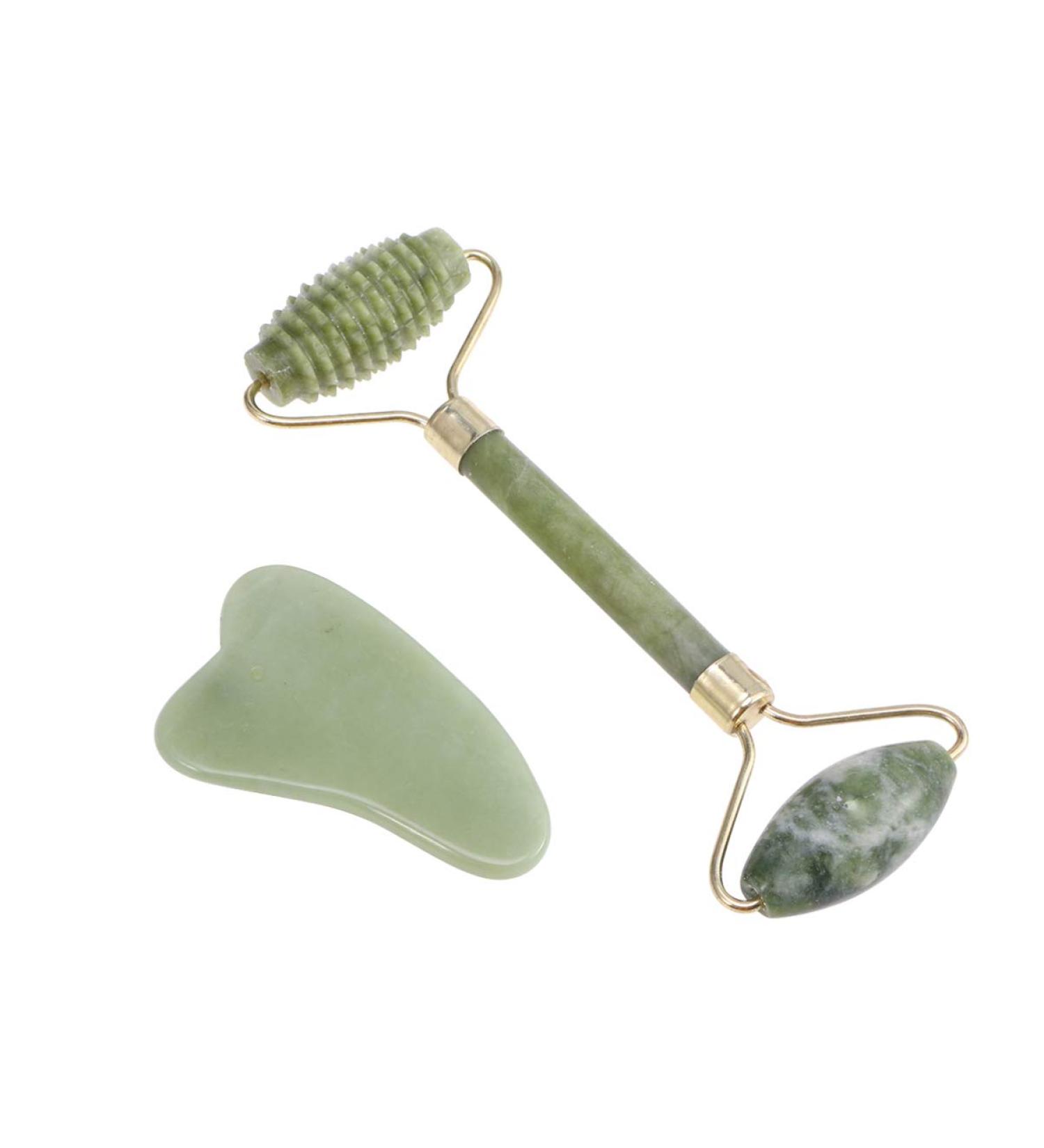 UKCOCO 2pcs Jade Roller Set - Facial Stone Roller & Gua Sha Massage Board for Smooth Skin & Relaxation - Buy Online on GoSupps.com