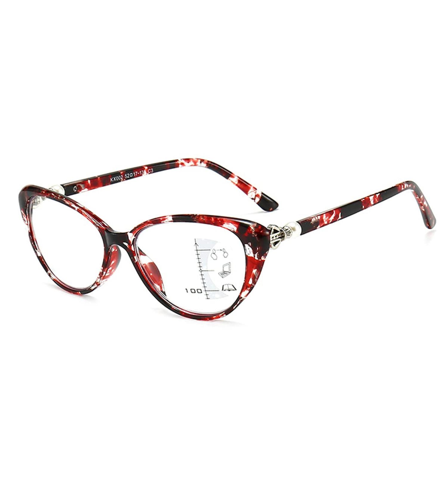 HAOXUAN Fashion Cat's Eye Reading Glasses - Progressive Multifocal Anti Blue Light HD Lenses for Women | Diopters +1.00 to +3.00 | Stylish Red Design - Buy Online on GoSupps.com