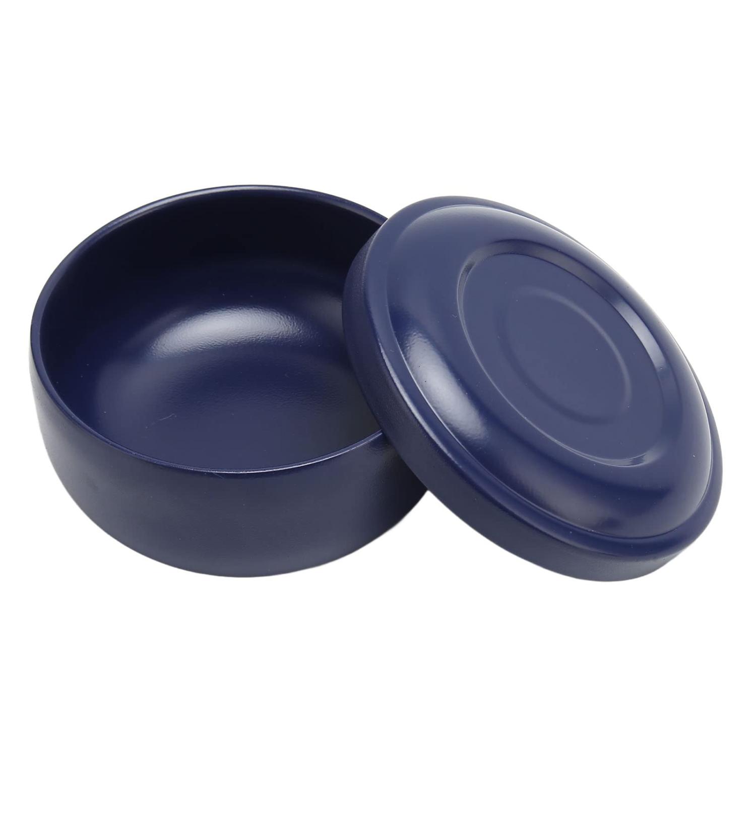 Premium Dark Blue Iron Shaving Bowl with Lid - Large Capacity Shaving Soap Mug for Effortless Lathering - Ideal for International Shipping - Buy Online on GoSupps.com