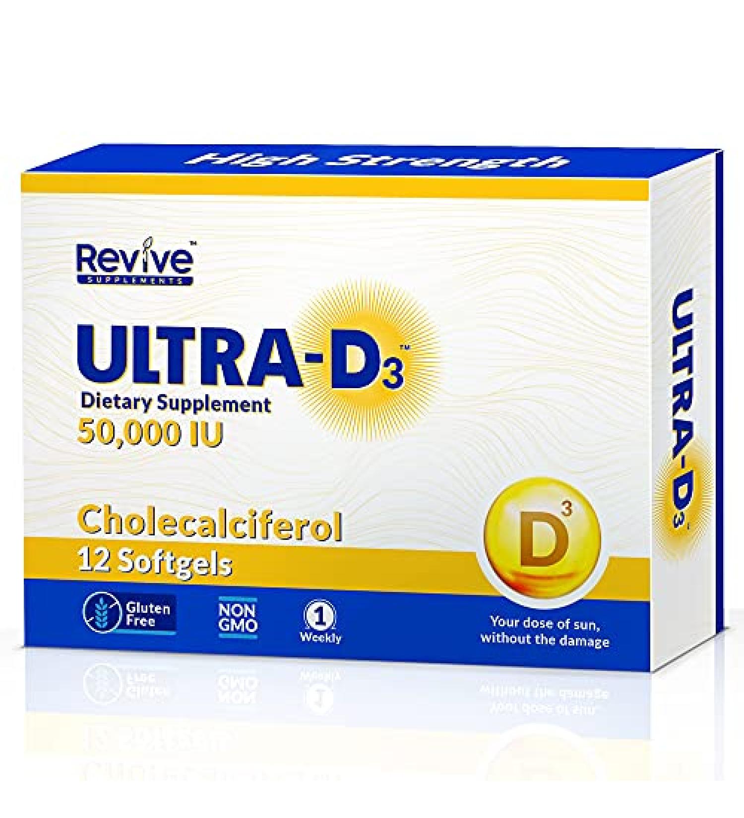Ultra-D3 50,000 IU Weekly Vitamin D Softgel for Bones, Teeth, and Immune Support - Gluten Free - 12 Count Pack - Buy Online on GoSupps.com