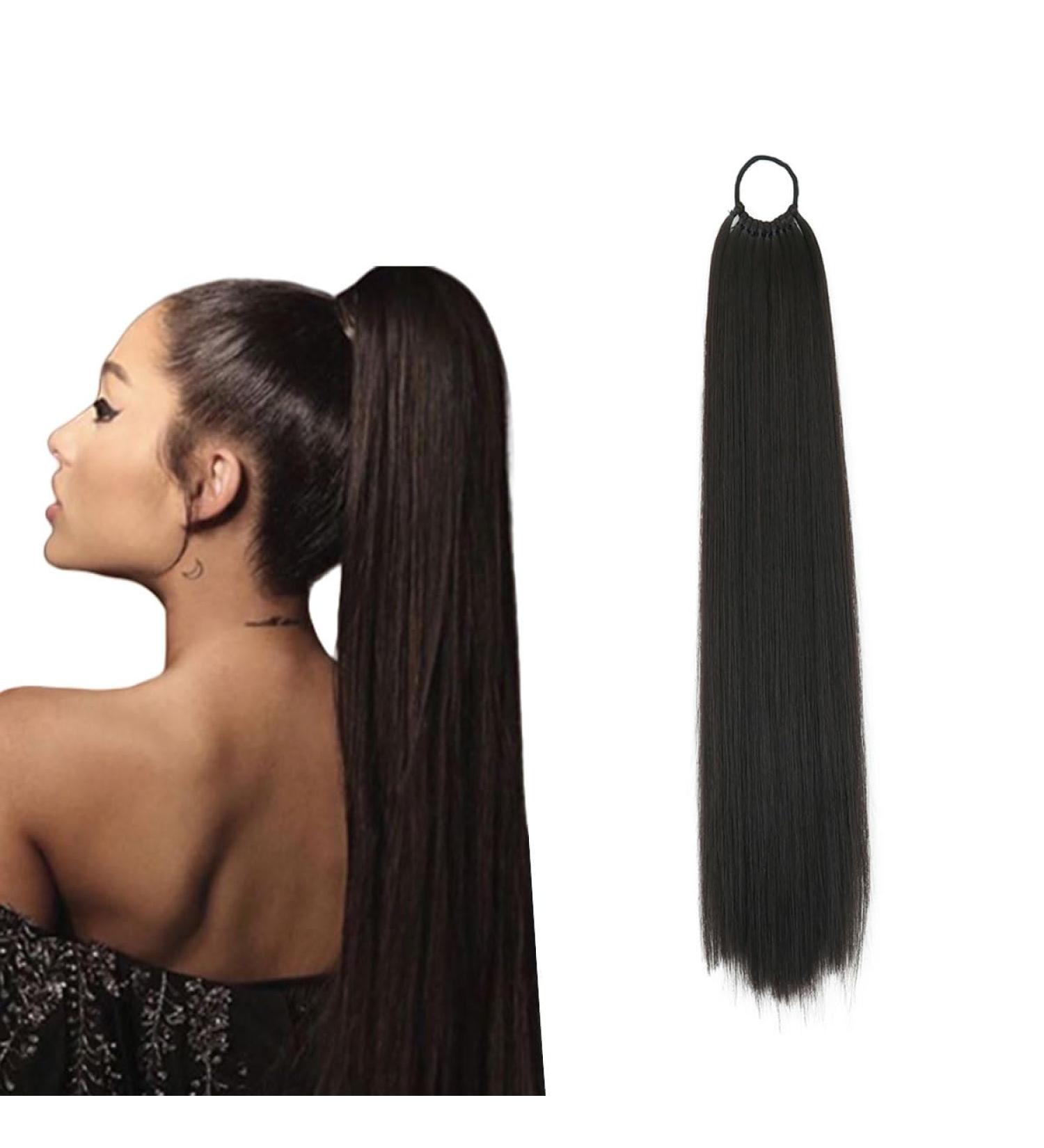 prinfantasy Human Hair Straight Wrap Around Ponytail Extensions Hairpiece Yaki Straight Hairpieces Magic Paste Long Ponytail for Women Girls Netural Black 24 In GBMW278 MW278 24 inch - Buy Online on GoSupps.com
