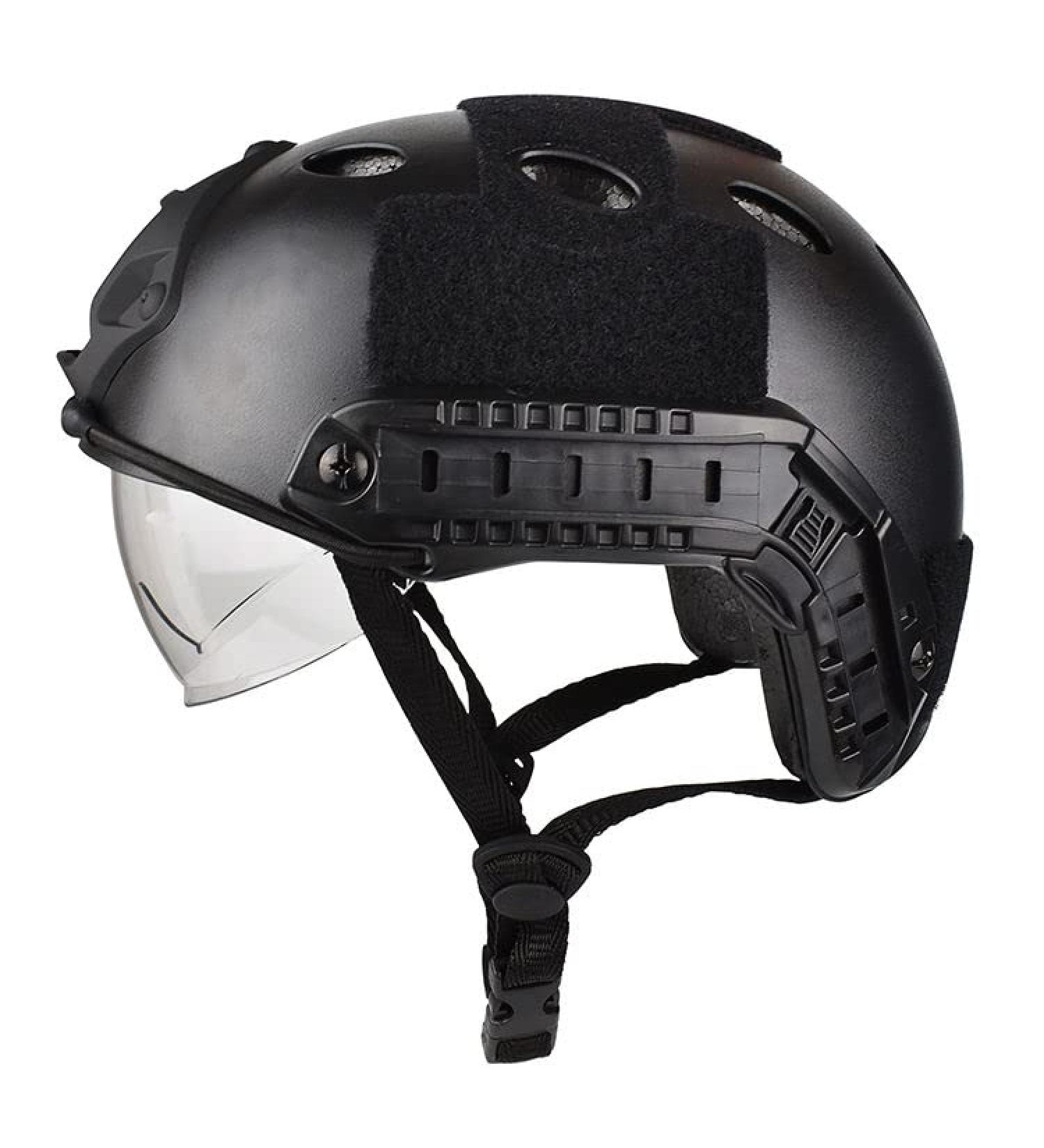 CMAIR4U Airsoft PJ Tactical Fast Helmet with Visor Goggles - Black - Buy Online on GoSupps.com