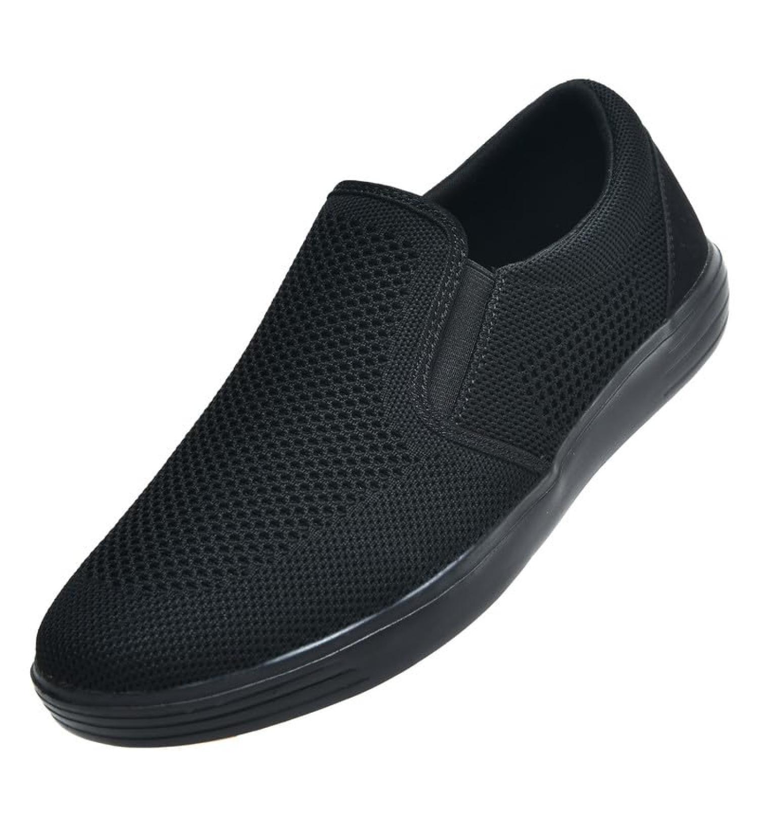 ZZS Men's Slip On Walking Shoes - Air Cushion Loafers & Casual Mesh Sneakers in All Black - EU Size 43 - Buy Online on GoSupps.com