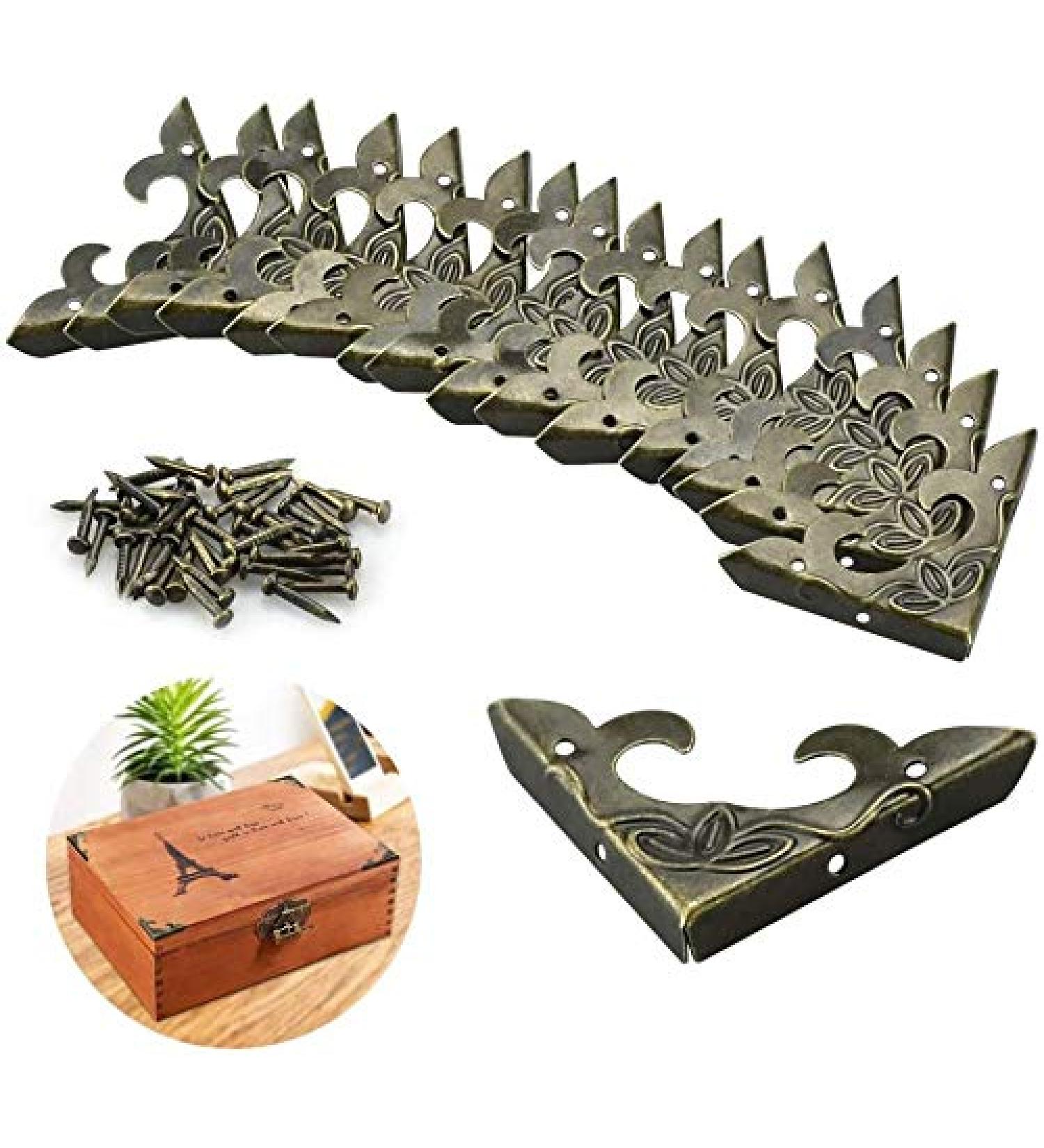 Buy Kbnian 20-Piece Vintage Metal Licks - Antique Bronze Corner Protection for Jewelry & Wooden Boxes | Retro Decorative Edge Guards with 40 Screws (30x42x4mm) - International Shipping Available - Buy Online on GoSupps.com