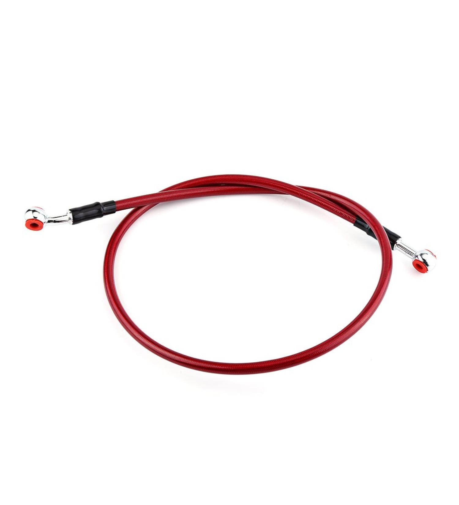 Brake Oil Hose Line Universal Motorcycle Brake Oil Hose Fuel Hose Line Connector Stainless Steel Braided (90CM red)