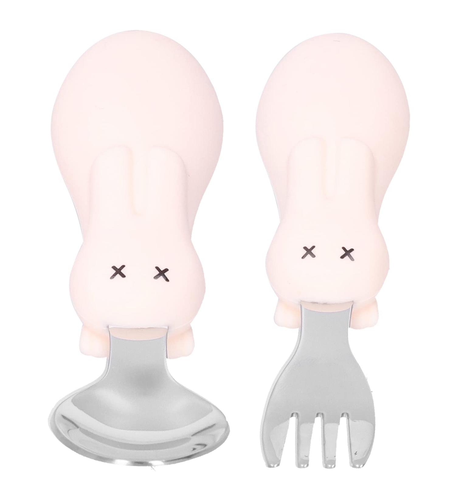 Baby Fork Spoon Fine Workmanship Safe Cute Shape High Temperature Resistant Exquisite Beautiful Toddler Feeding Utensils for Feeding(Off-White) - Buy Online on GoSupps.com