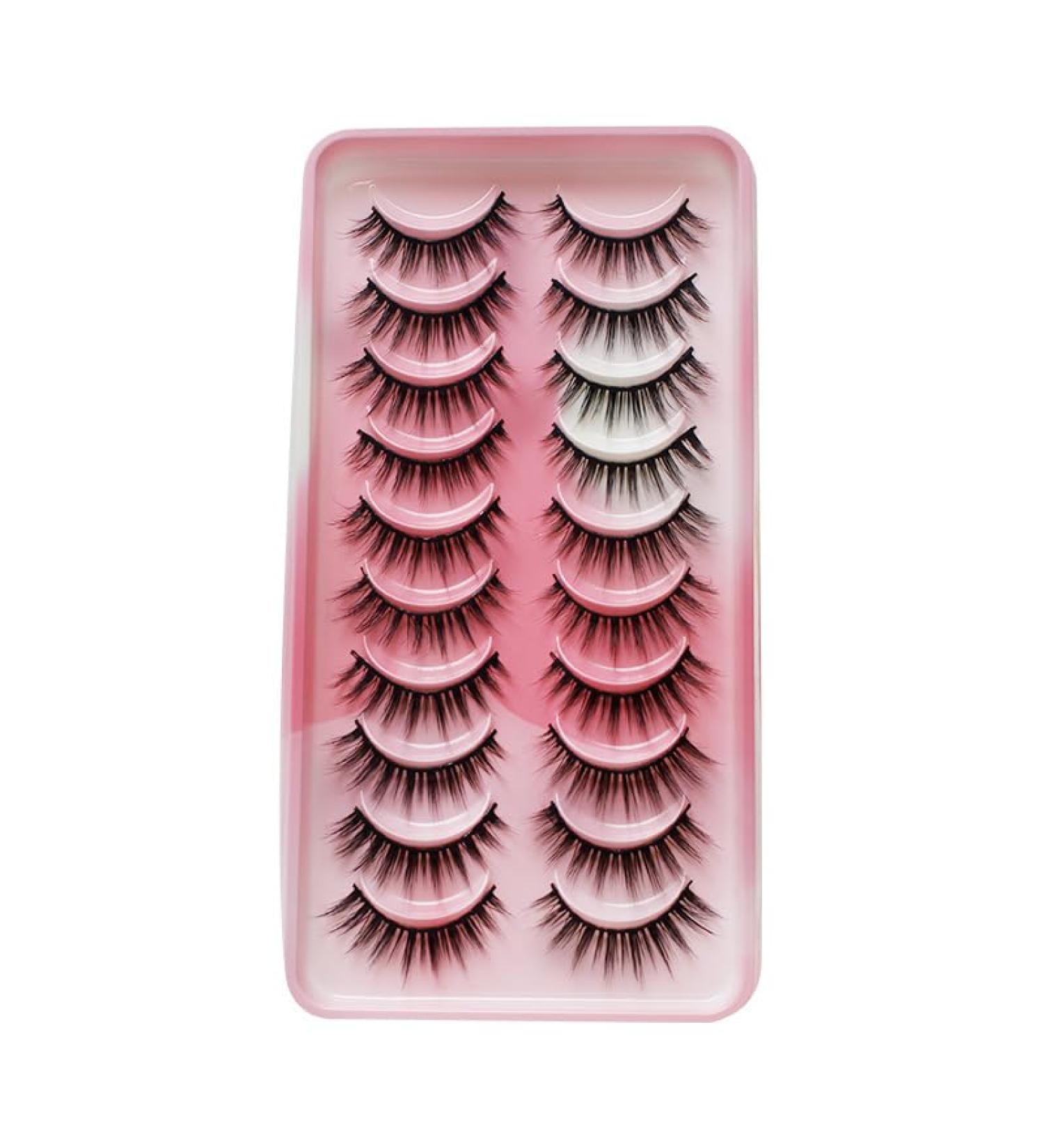 Japanese anime cosplay eyelashes 10 pairs of nude makeup cos goblin eyelashes. (10 pairs of crescent color trays SA203) Pair 10 pairs of crescent color trays SA203