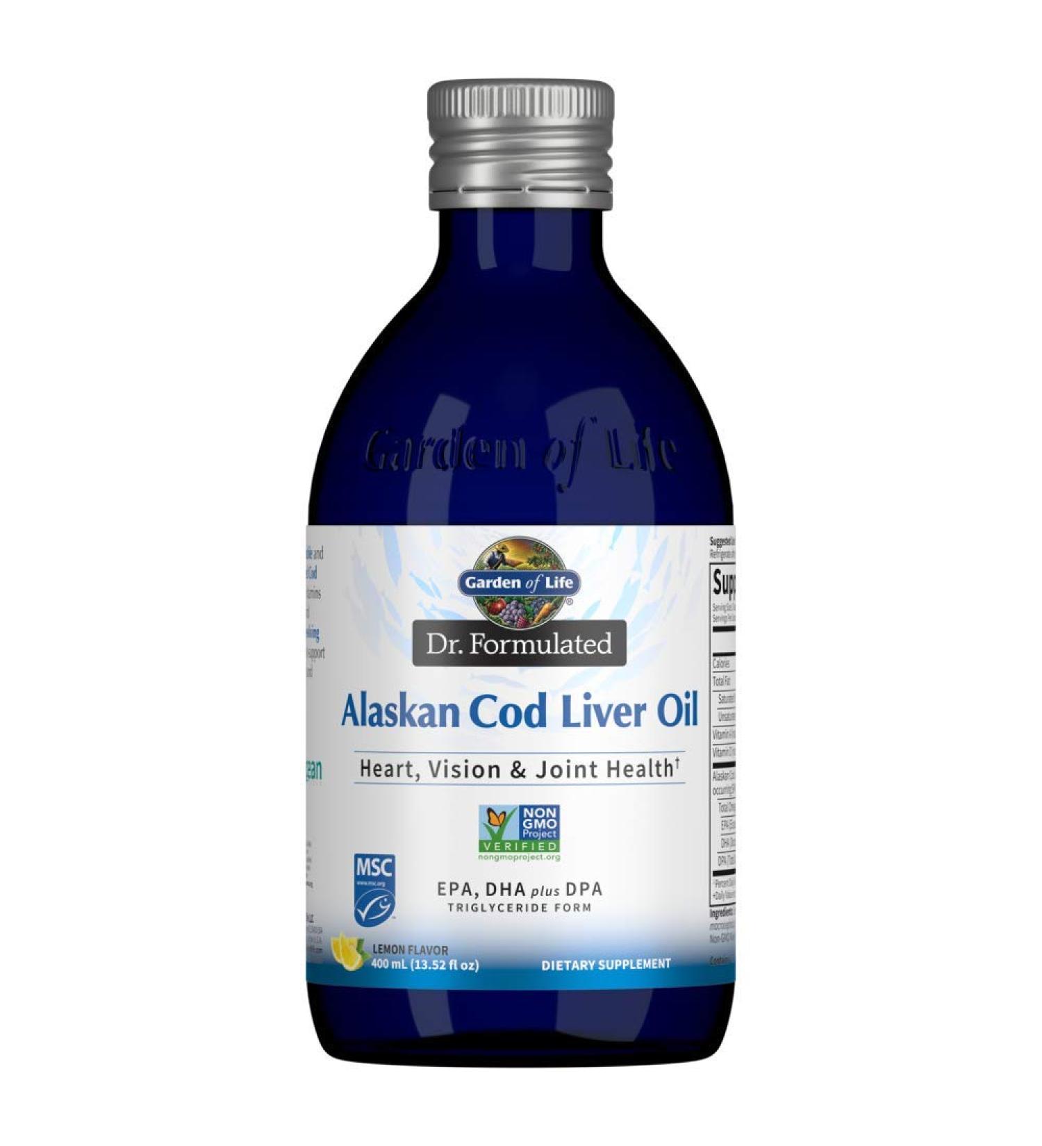 Garden of Life Dr. Formulated Alaskan Cod Liver Oil with Lemon - 13.52 fl oz (400 ml) | Rich in Omega-3 & Vitamins - Buy Online on GoSupps.com