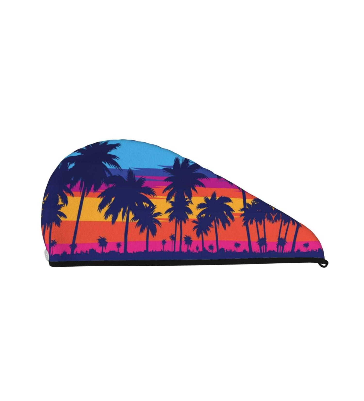Beach Palm Trees Microfiber Hair Towel - Super Absorbent Quick Dry Wrap for Long Curly Thick Hair - Buy Online on GoSupps.com