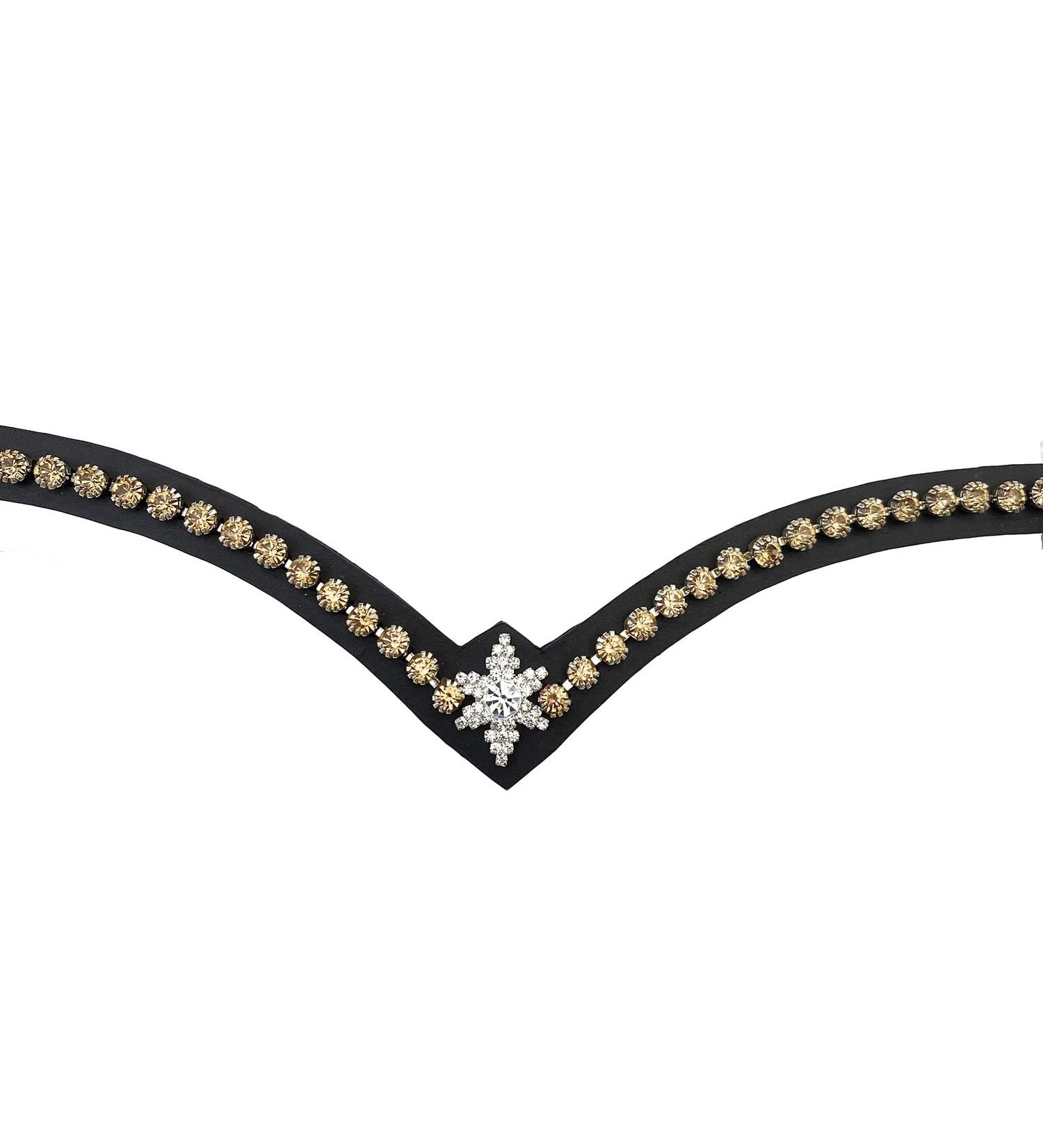 Leone Equipment Browband Horse Glitter Gift Box | Pony Gold Stones Brown Leather - Shop Now - Buy Online on GoSupps.com