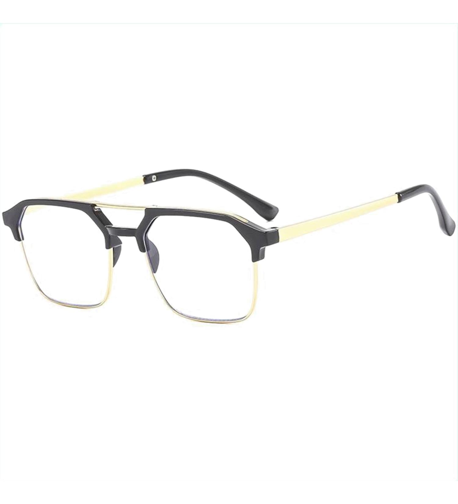 Stylish Double Bridge Half Frame Reading Glasses for Women & Men | Blue Light Blocking Computer Readers 1.5x Gold - Shop Now! - Buy Online on GoSupps.com