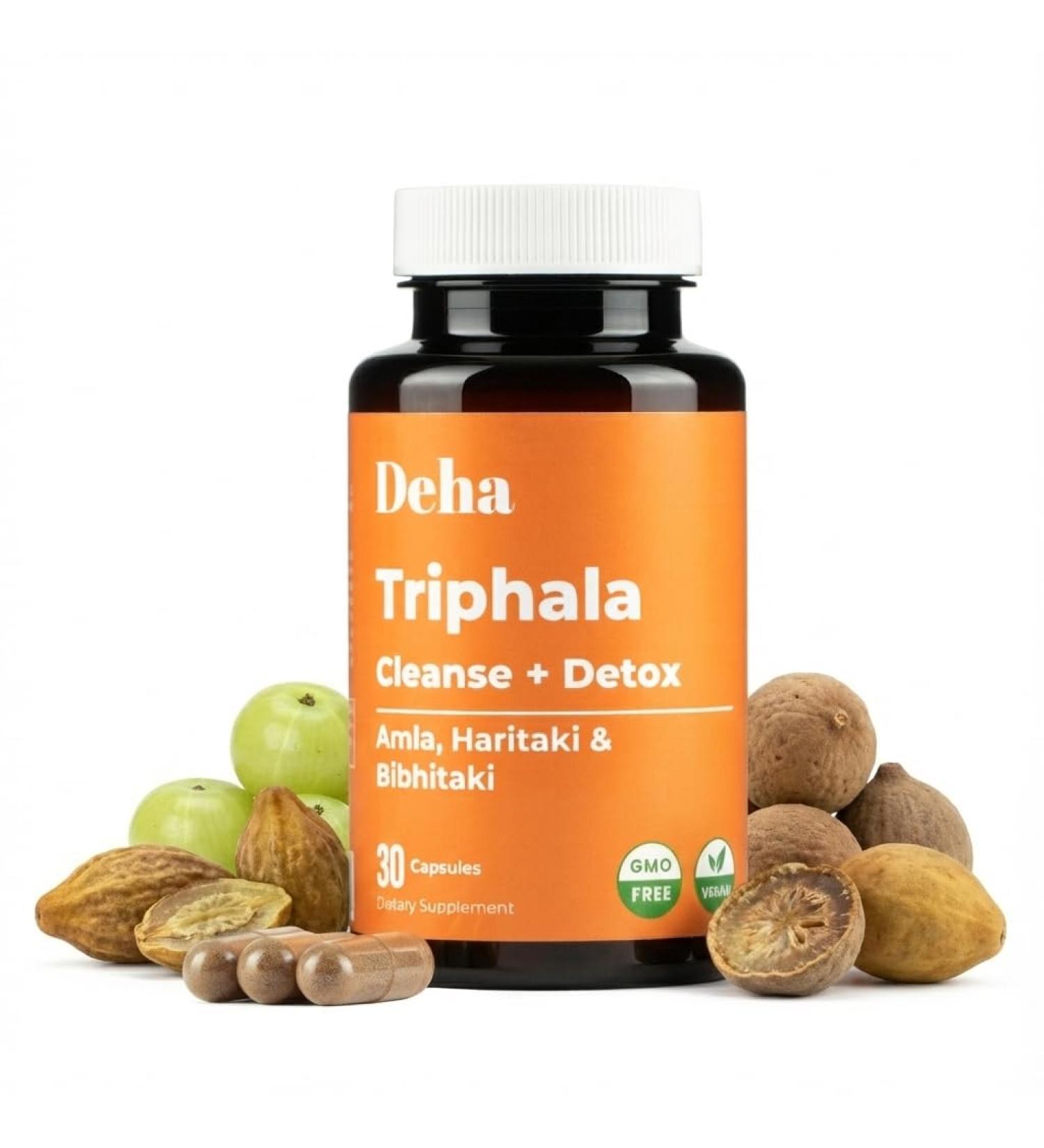 Triphala Capsules Immune Support & Digestive Health with Amla, Haritaki & Bibhitaki Gut Cleanse, Detox, Bloating Relief GMP Certified, Non-GMO, Vegan 30 Count - Buy Online on GoSupps.com
