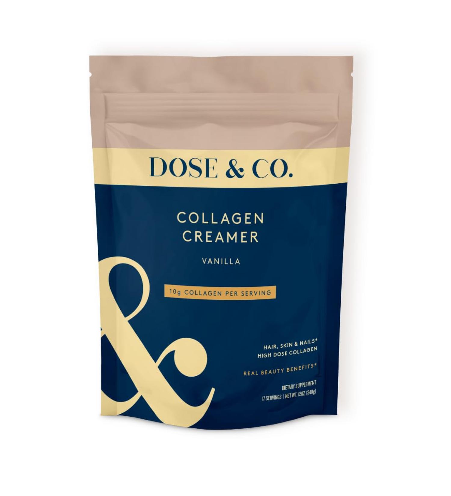 DOSE & CO. Collagen Peptide Creamer Vanilla 12 Oz Supports Healhier Hair Skin & Nails Mixes Easily Type I & III Bovine Collagen for Women & Men Non GMO Preservative & Gluten-Free - Buy Online on GoSupps.com