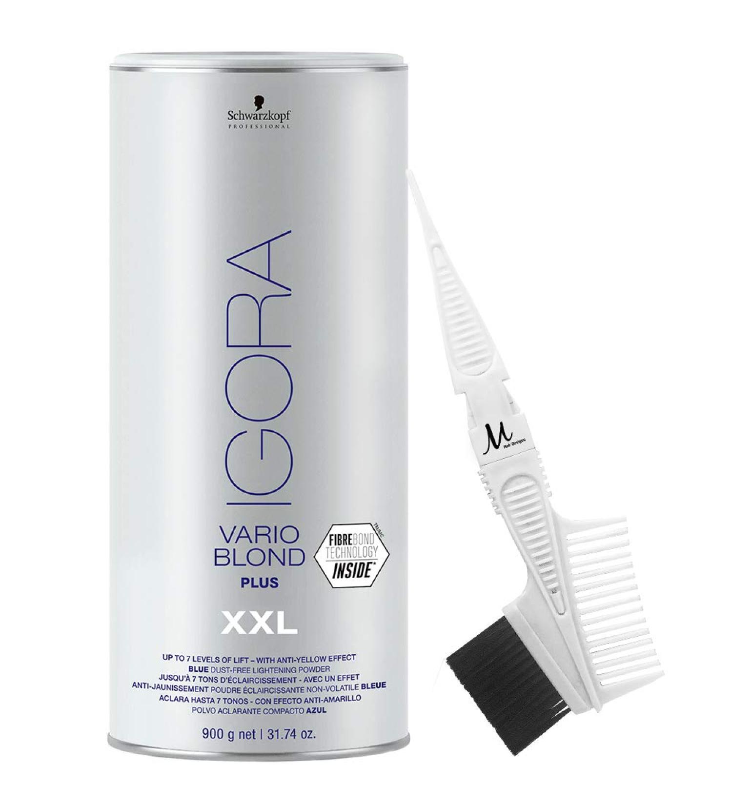 Igora Vario Blond Plus Lightening Powder Blue 900g + M Hair Designs Tint/Brush Comb White - Buy Online on GoSupps.com