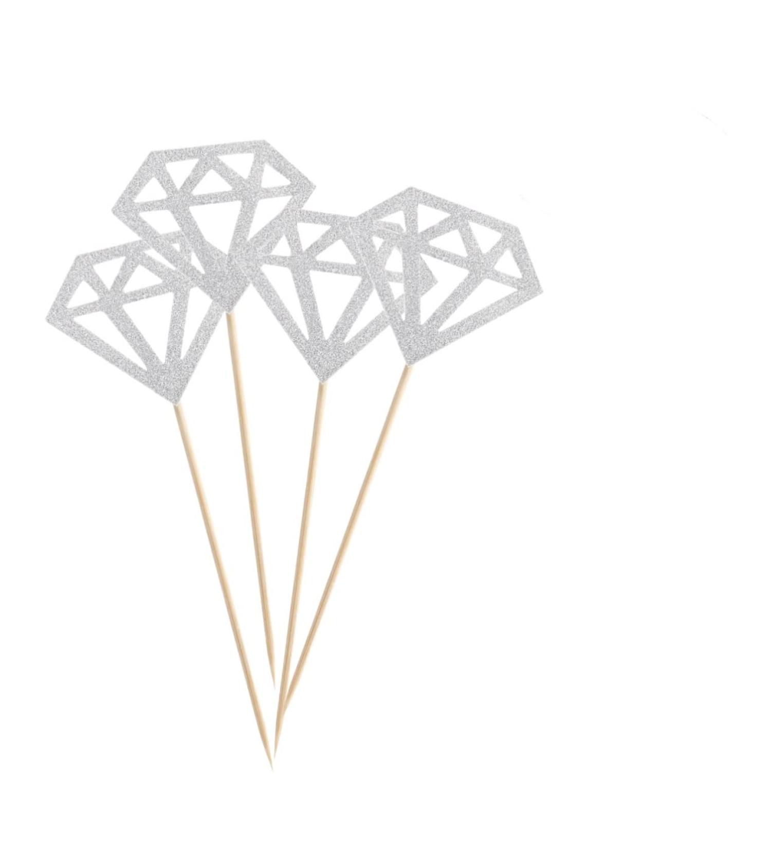 KONTONTY 50pcs Gold Diamond Topper Appetizers Decorations Wedding Diamond Picks Home Ornament Fruits Cake Diamonds Fruitcakes Happy Birthday Topper Anniversary D cor Commemorate Muffin Silver medium - Buy Online on GoSupps.com