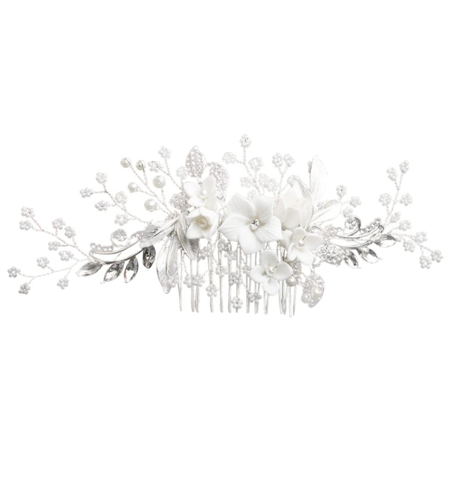 minkissy Crystal Hair Combs for Wedding Rhinestone Hair Combs Silver Pearl Rhinestone Hair Clips Rhinestone Hair Combs for Women Pearl Hair Combs for Wedding Bride Korean Headgear - Buy Online on GoSupps.com