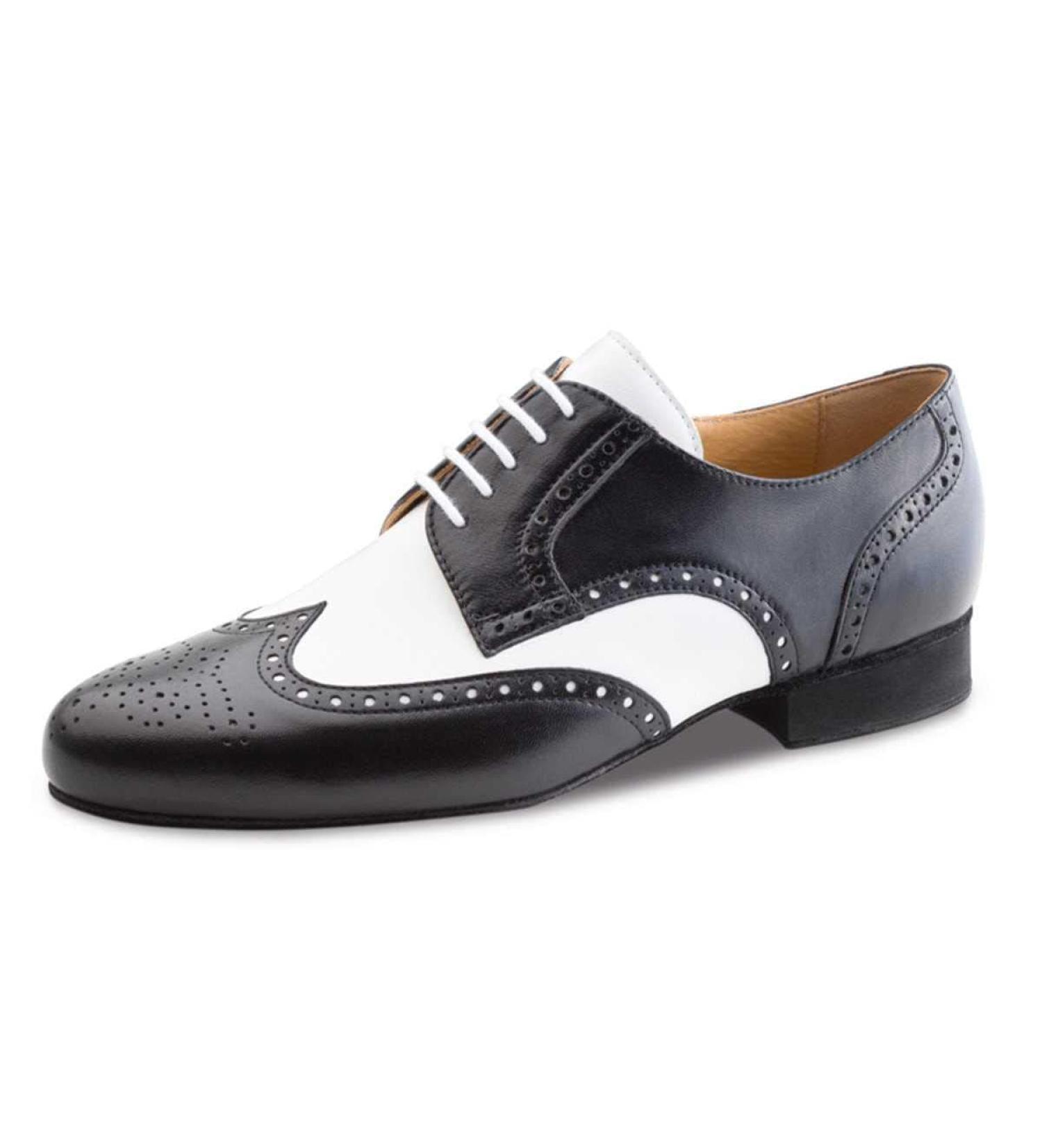 Werner Kern Men's dance shoes 28023 - Leather/Velor leather black/gray - normal - 2 cm standard paragraph - Made in Italy 45 1/3 EU black white