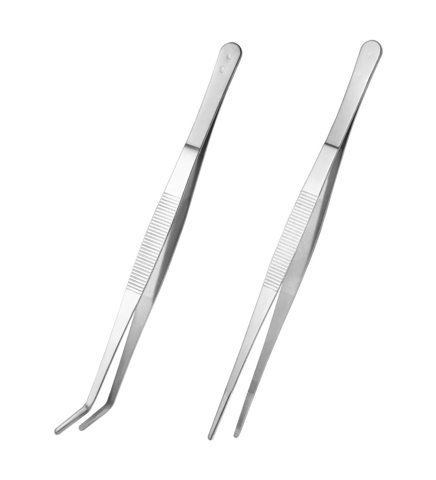 ULTNICE 2pcs Stainless Steel Feeding Pliers Tweezers for Reptiles - Straight & Curved for Snakes Lizards & Spiders (Silver) | Shop Internationally - Buy Online on GoSupps.com