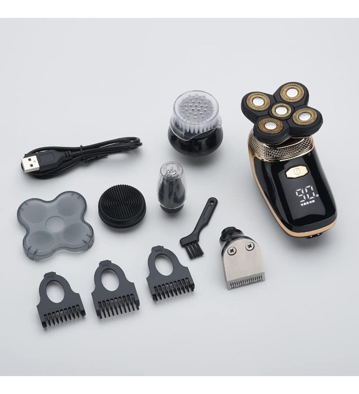 5 in 1 Rechargeable Bald Head Electric Shaver for Men - Head Shavers Beard & Nose Trimmer Clipper - Black - Buy Online on GoSupps.com