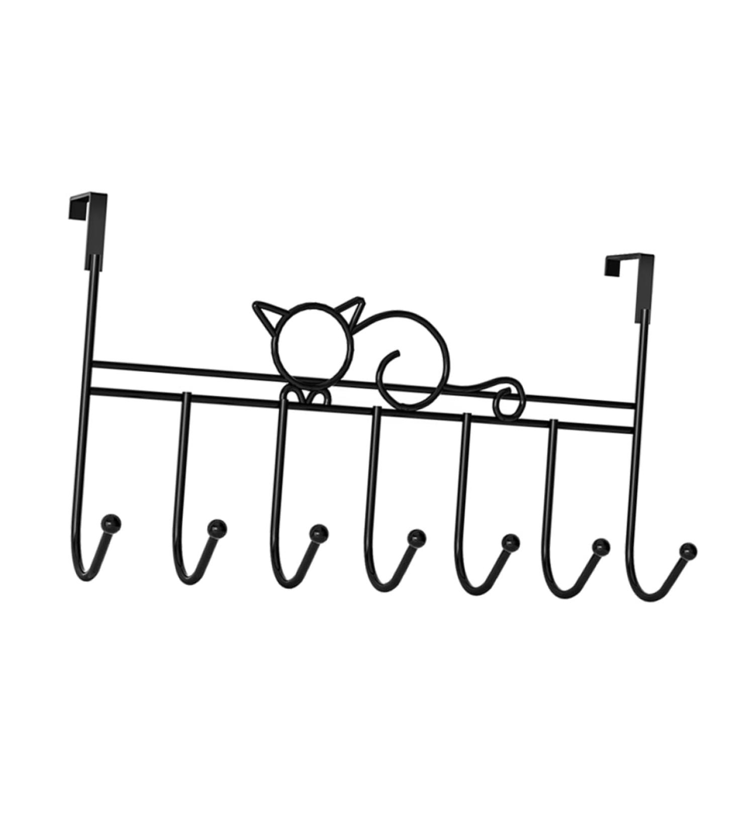 PRETYZOOM College Essentials 7 Door Hook s Woodsy Decor Hangers for Clothes Towel Hook Iron Hook Shelf Hanging Office 42X22CM Black - Buy Online on GoSupps.com