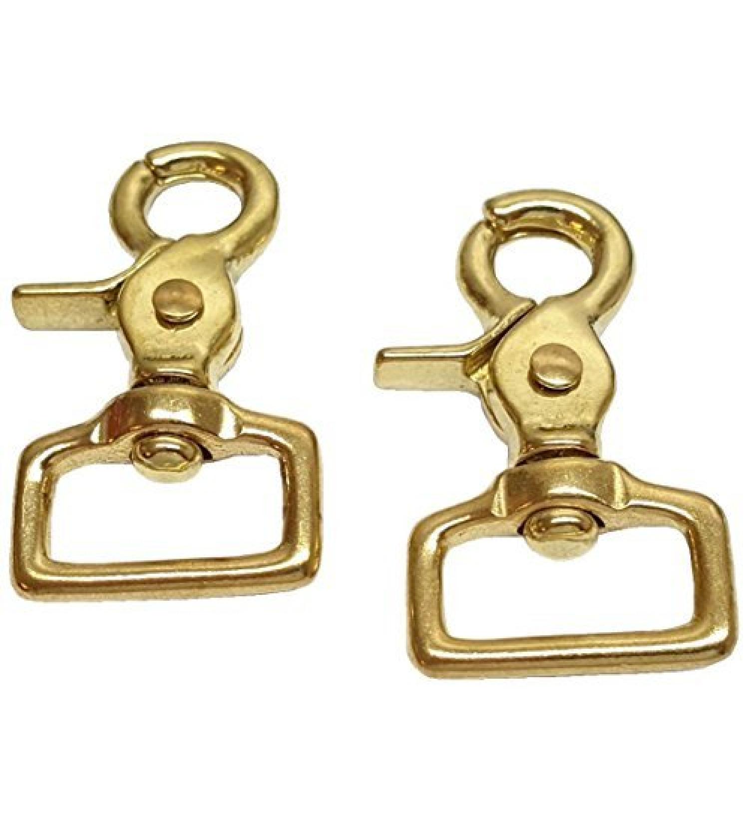 Hill Saddlery & Tack 2 Pack 1" Solid Brass Gold Scissor Swivel Trigger Snaps