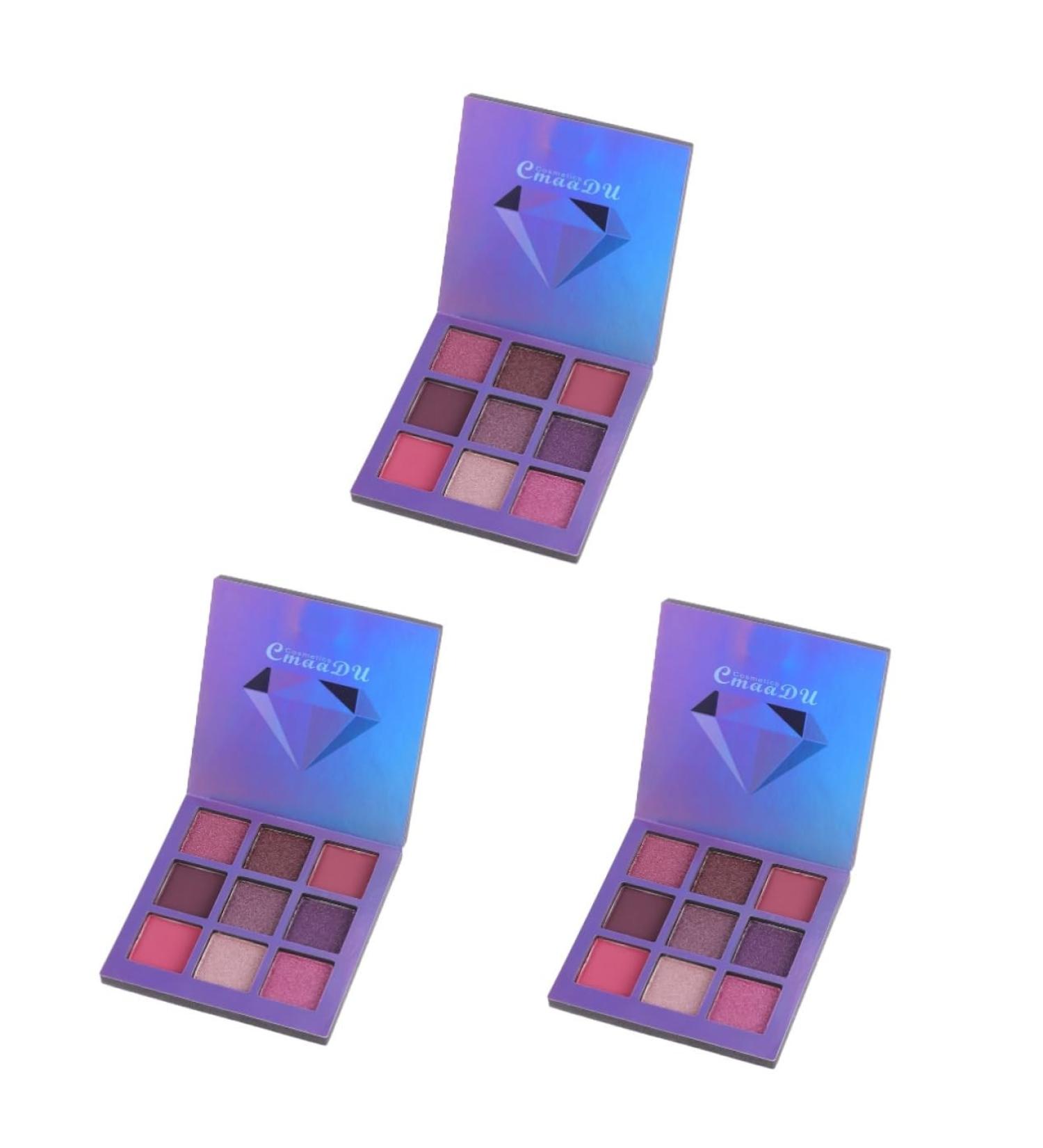 DOITOOL 3pcs 9 Eyeshadow Metallic Eye Shadow Palettes Makeup Palette Powder Eye Shadow Diamond 1 count (Pack of 1) Purplex3pcs - Buy Online on GoSupps.com