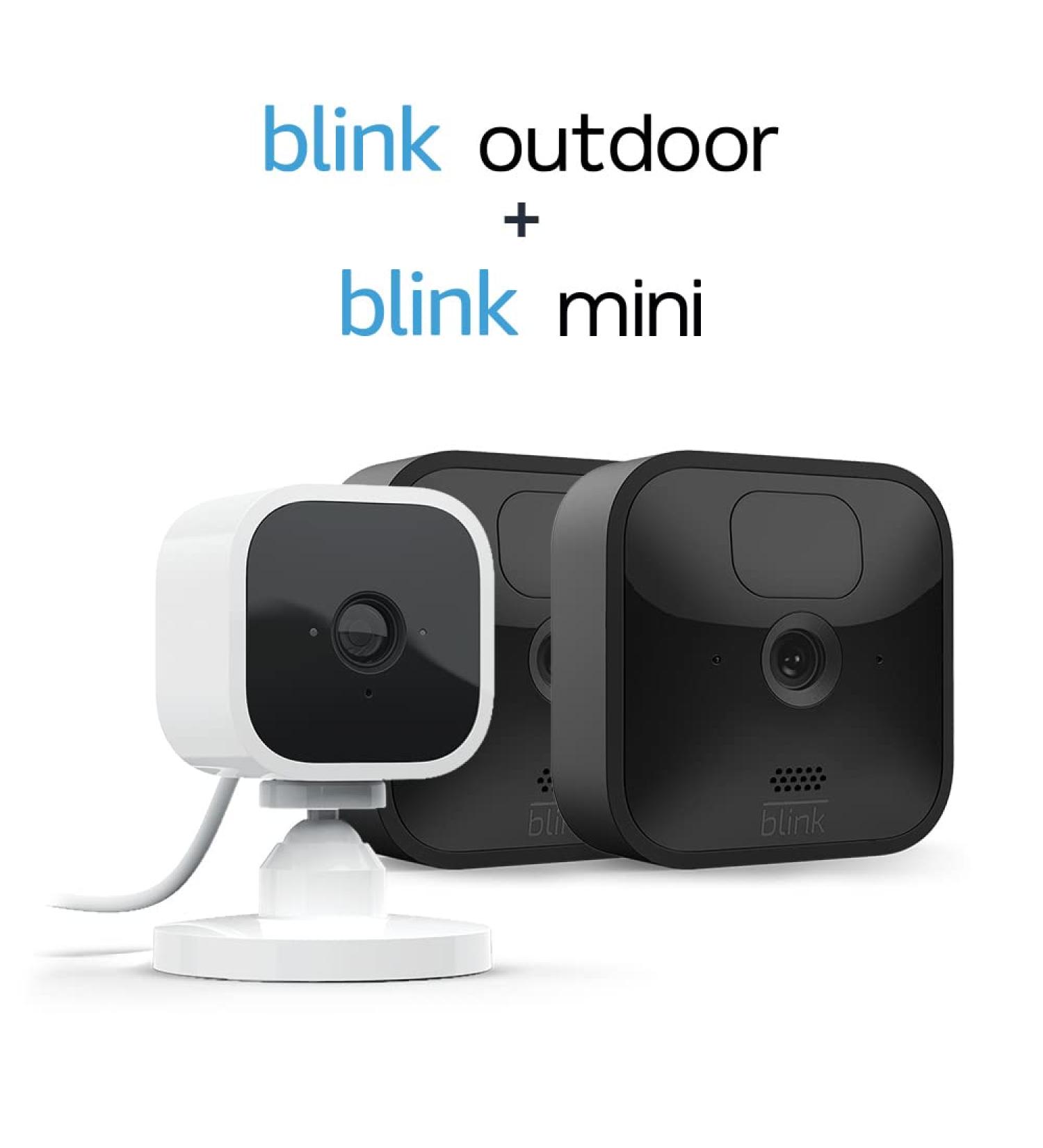 Blink Outdoor security camera with two-year battery life | 2-Camera System + Blink Mini Indoor Pet Camera (1 Camera) | Motion Detection Blink Subscription Plan Free Trial 2-Camera System + Mini Camera - Buy Online on GoSupps.com