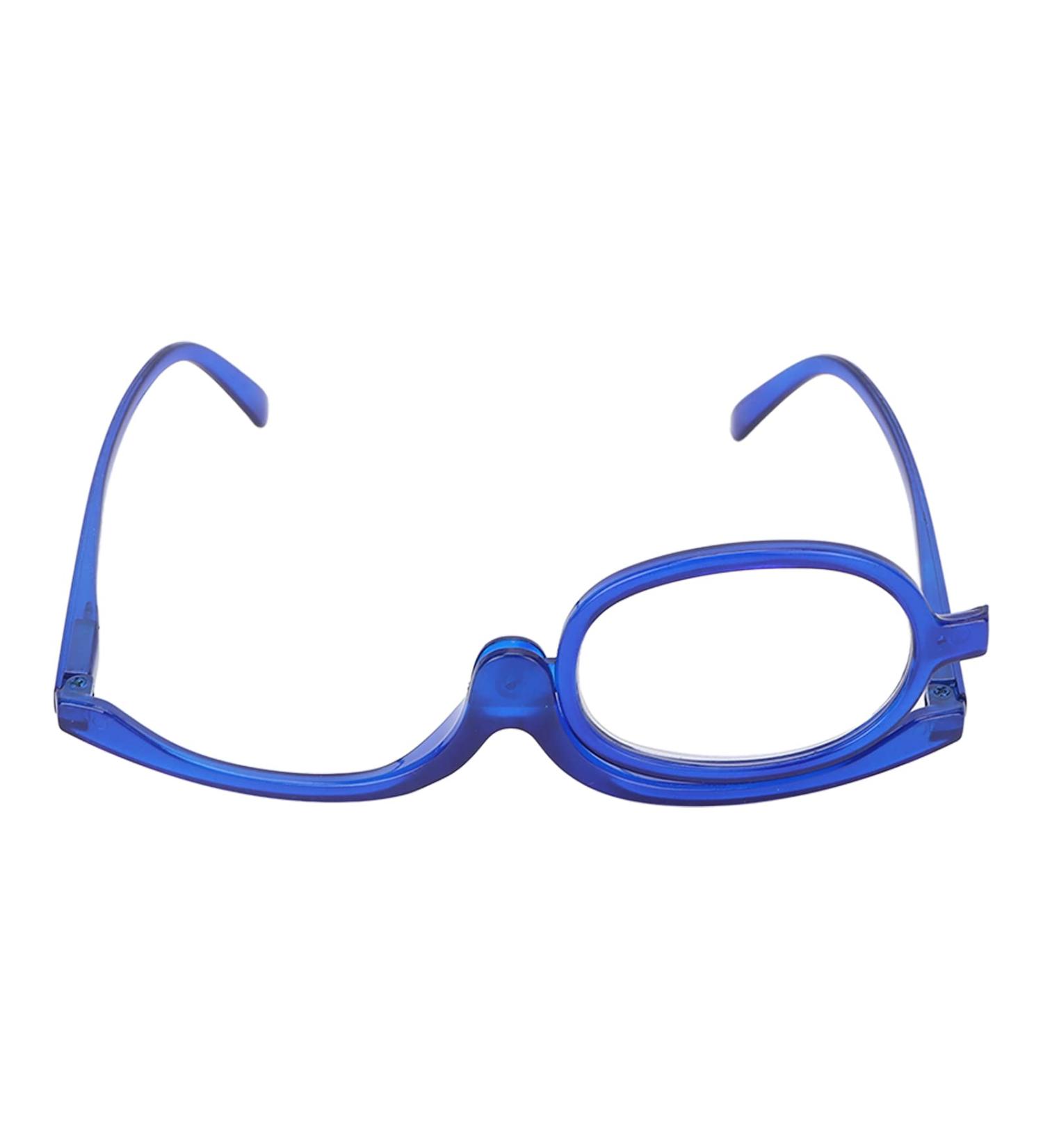 Buy Portable Flip Down Makeup Glasses with Switchable Lenses - Blue (+4.00) | Professional Makeup Tool for Flawless Application - Buy Online on GoSupps.com