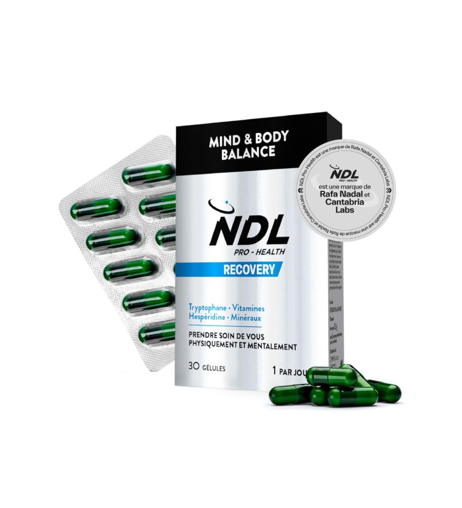 NDL Pro-Health Mind & Body Balance - Tryptophan Supplement with Magnesium and Vitamin B6 Stress Relief Sleep Wellness Physical and Mental Wellness 30 Capsules by Rafa Nadal - Buy Online on GoSupps.com