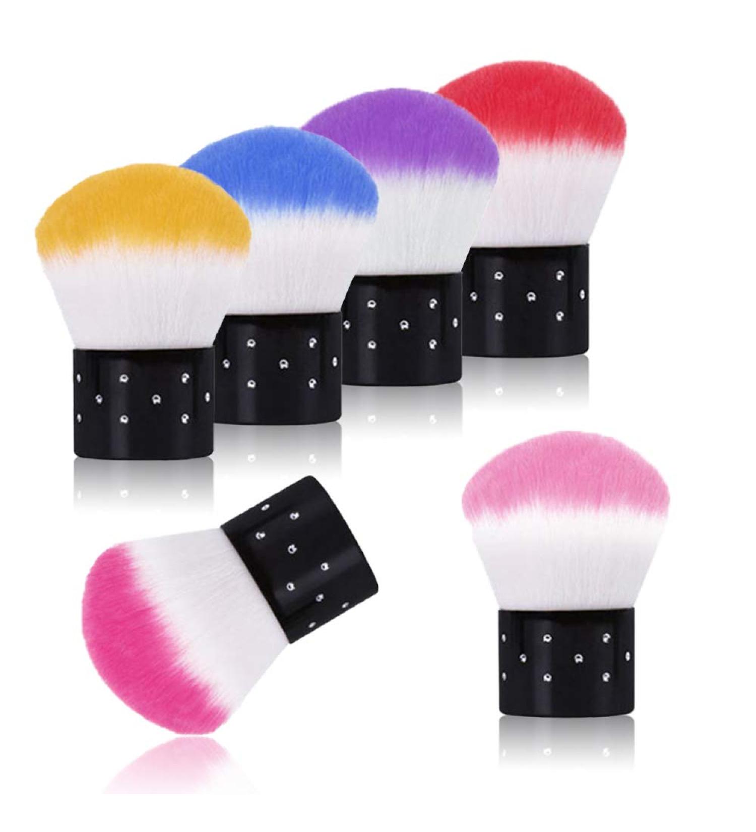 Kalolary 6Pcs Nail Art Dust Brush Set - Makeup & Nail Cleaning Kabuki Brushes for Cosmetic & Nail Art - Colorful - Buy Online on GoSupps.com