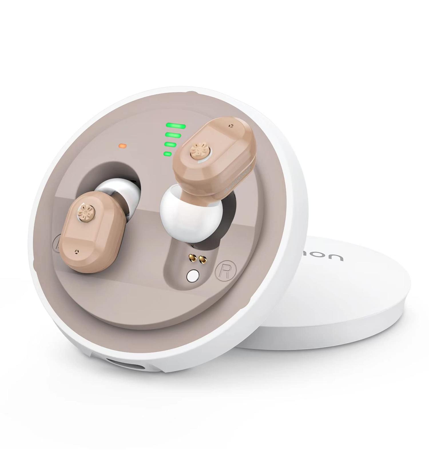 Autiphon Rechargeable Hearing Aids for Seniors Adults with Noise Cancelling - 1 Week Backup Power - Beige - Pair - Buy Online on GoSupps.com