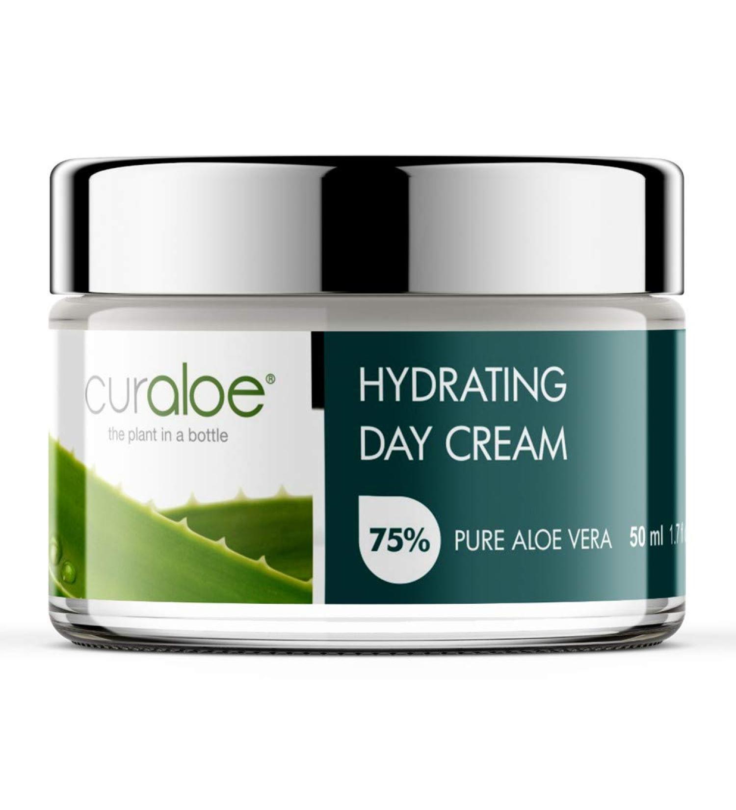 Curaloe Aloe Vera Day Cream | 75% Pure Organic Lotion with Shea Butter, Lavender Oil & Vitamin E | Moisturizes, Hydrates, and Nourishes Face and Neck Naturally - Buy Online on GoSupps.com