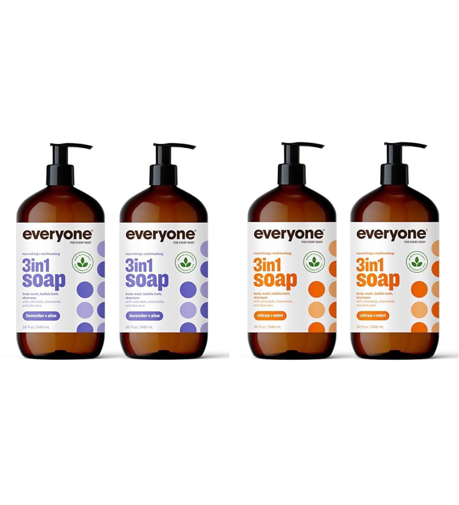 Everyone 3-in-1 Soap Body Wash Bubble Bath Shampoo 32 Ounce (Pack of 2) Lavender and Aloe & 3-in-1 Soap Body Wash Bubble Bath Shampoo 32 Ounce (Pack of 2) Citrus and Mint - Buy Online on GoSupps.com