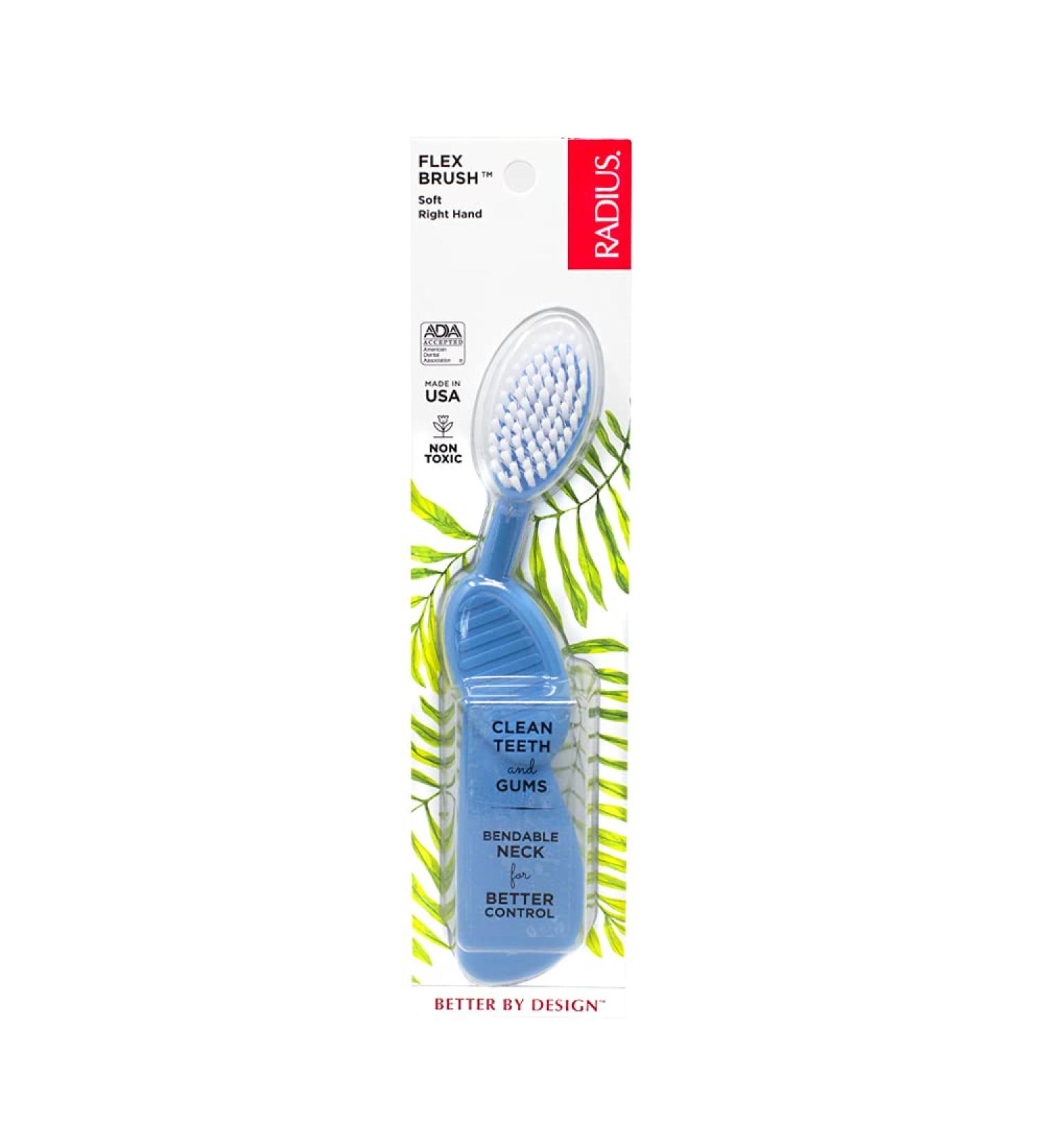 RADIUS Flex Brush - BPA Free, ADA Accepted for Gum Health - Blue White - Right Hand - Buy Online on GoSupps.com