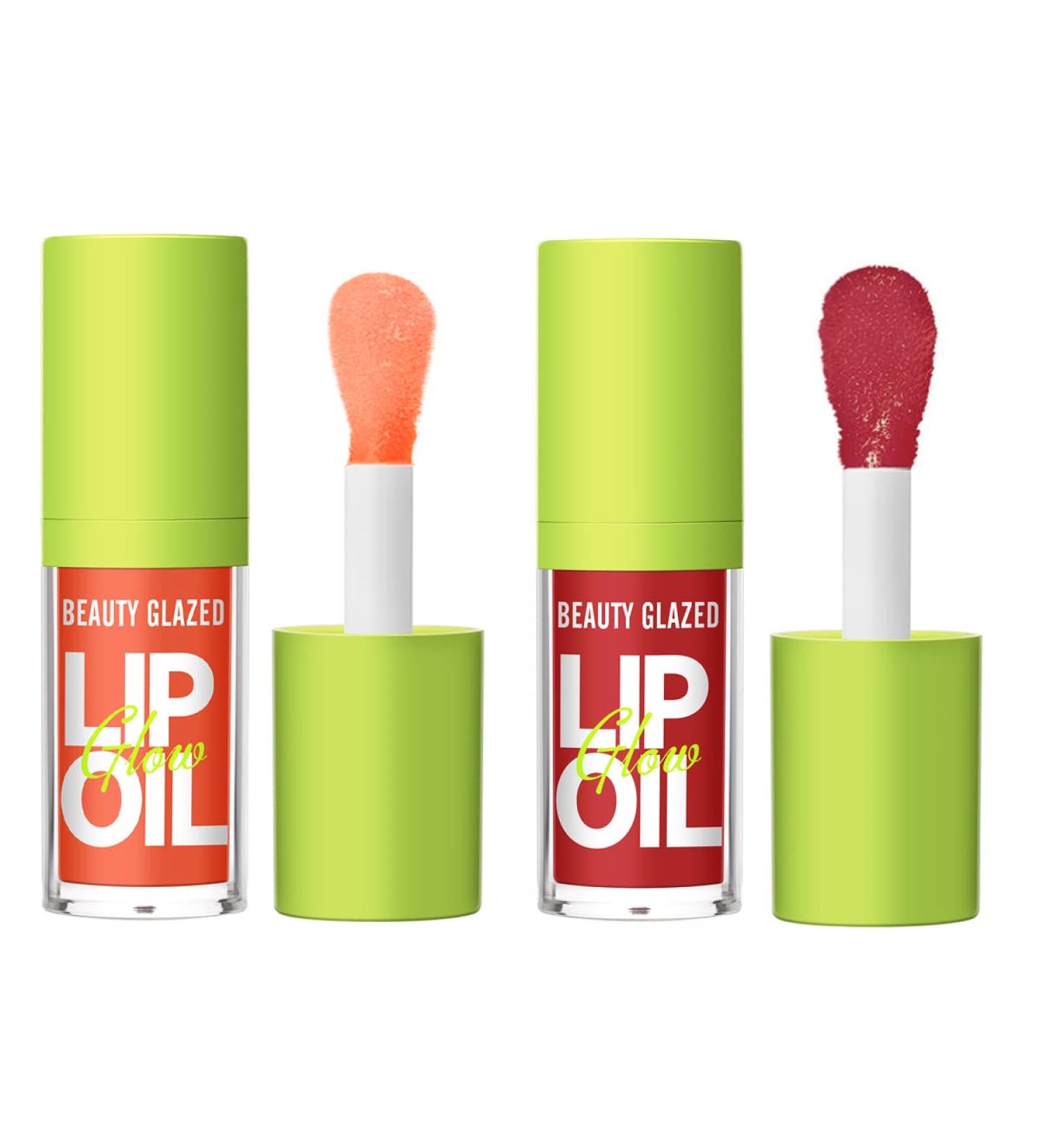 Beauty Glazed Big Brush Head Lip Oil Duo | Ultra-Hydrating & Nourishing Glossy Finish Lip Glow Oil | Vegan Tinted Lip Gloss Set (103 SWEET & 104 LOVE 2) - Buy Online on GoSupps.com