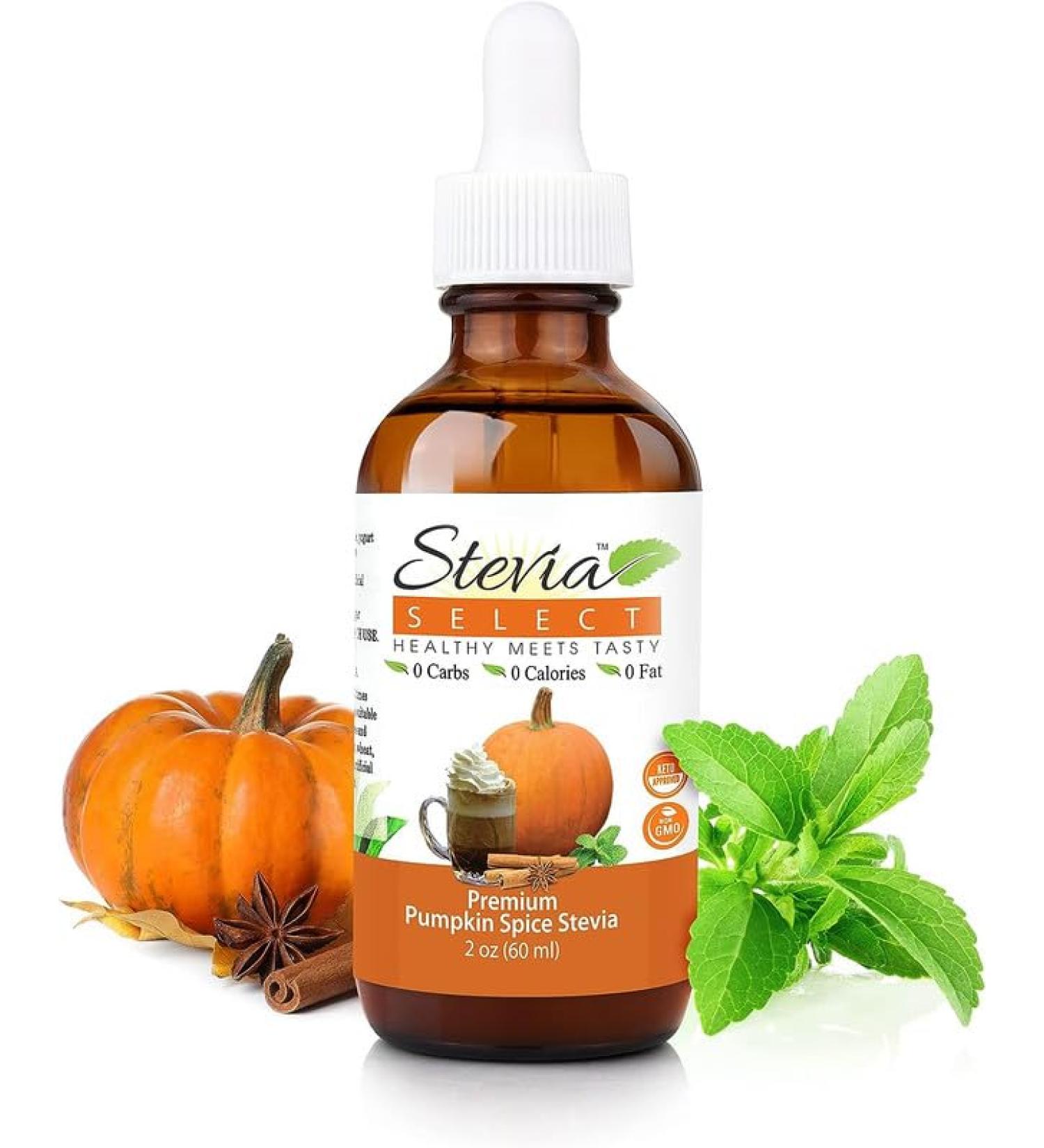 Stevia Select Pumpkin Spice Stevia Liquid Drops - Zero Calorie Sweetener - All Natural Liquid Stevia Extract Sweetener Liquid - Stevia Drops Liquid Sweetener - Keto Sweetener & Sugar Alternative 2 Oz Pumpkin Spice 60 ml (Pack of 1) - Buy Online on GoSupps.com