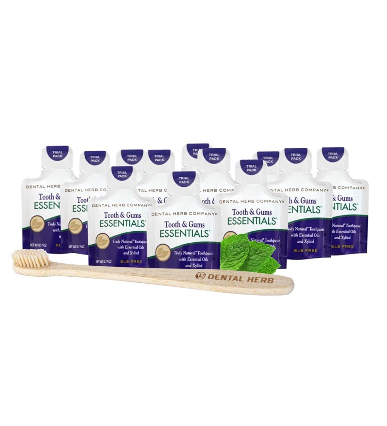 Dental Herb Company Essentials Toothpaste Traveler 12 Pack with Bamboo Toothbrush - Set of 12 - Buy Online on GoSupps.com