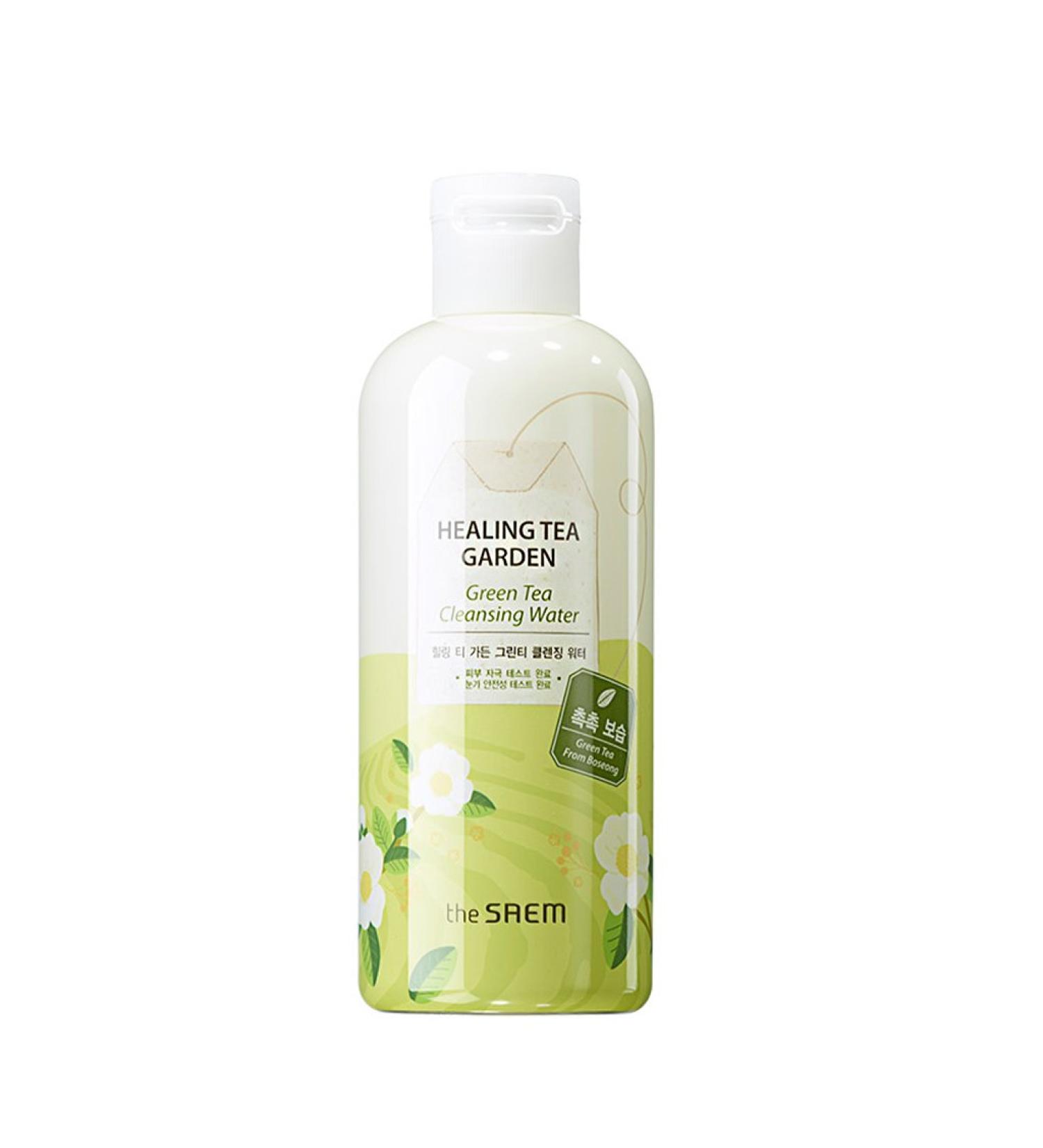 the SAEM Healing Tea Garden Green Tea Cleansing Water 300ml - No Wash AHA Cleanser for Skin Purifying - Buy Online on GoSupps.com