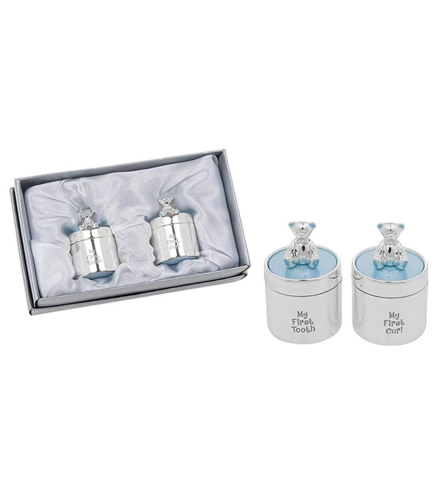 Shudehill Giftware Enamel First Tooth And Curl Set Blue