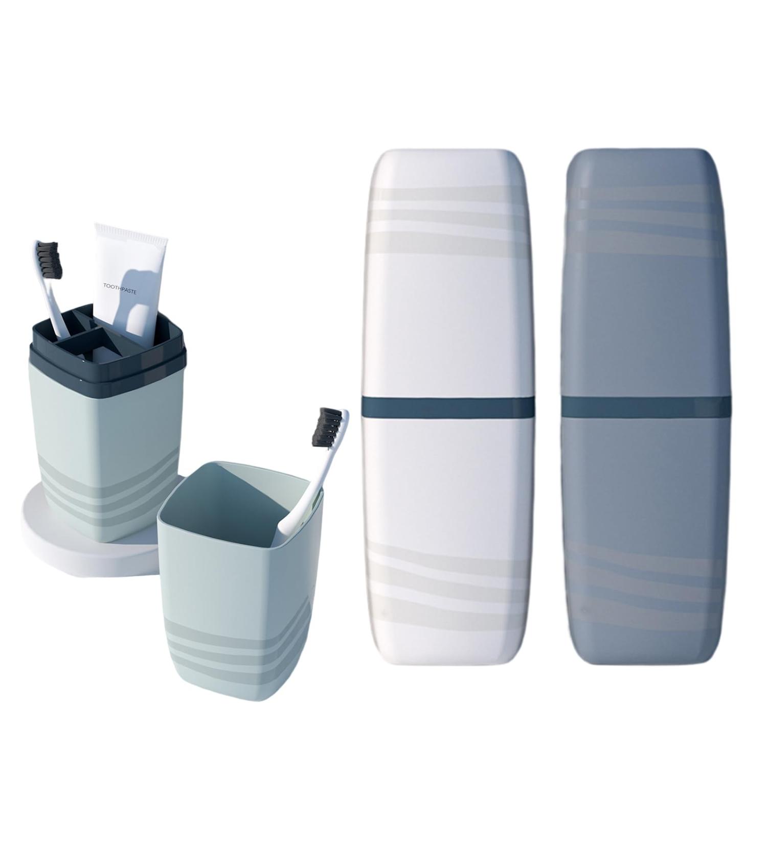 Portable Travel Toothbrush Set - Dust-Sealed Toothbrush Box & Cup for Hiking Camping Home - 3 Colors Available - Buy Online on GoSupps.com
