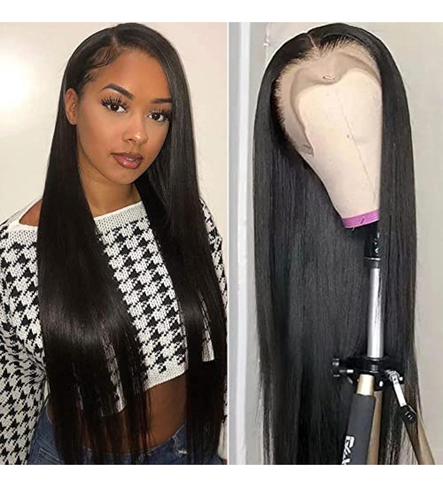 28 Inch Straight Lace Front Wig 180% Density HD Glueless Human Hair Wig for Black Women - Buy Online on GoSupps.com