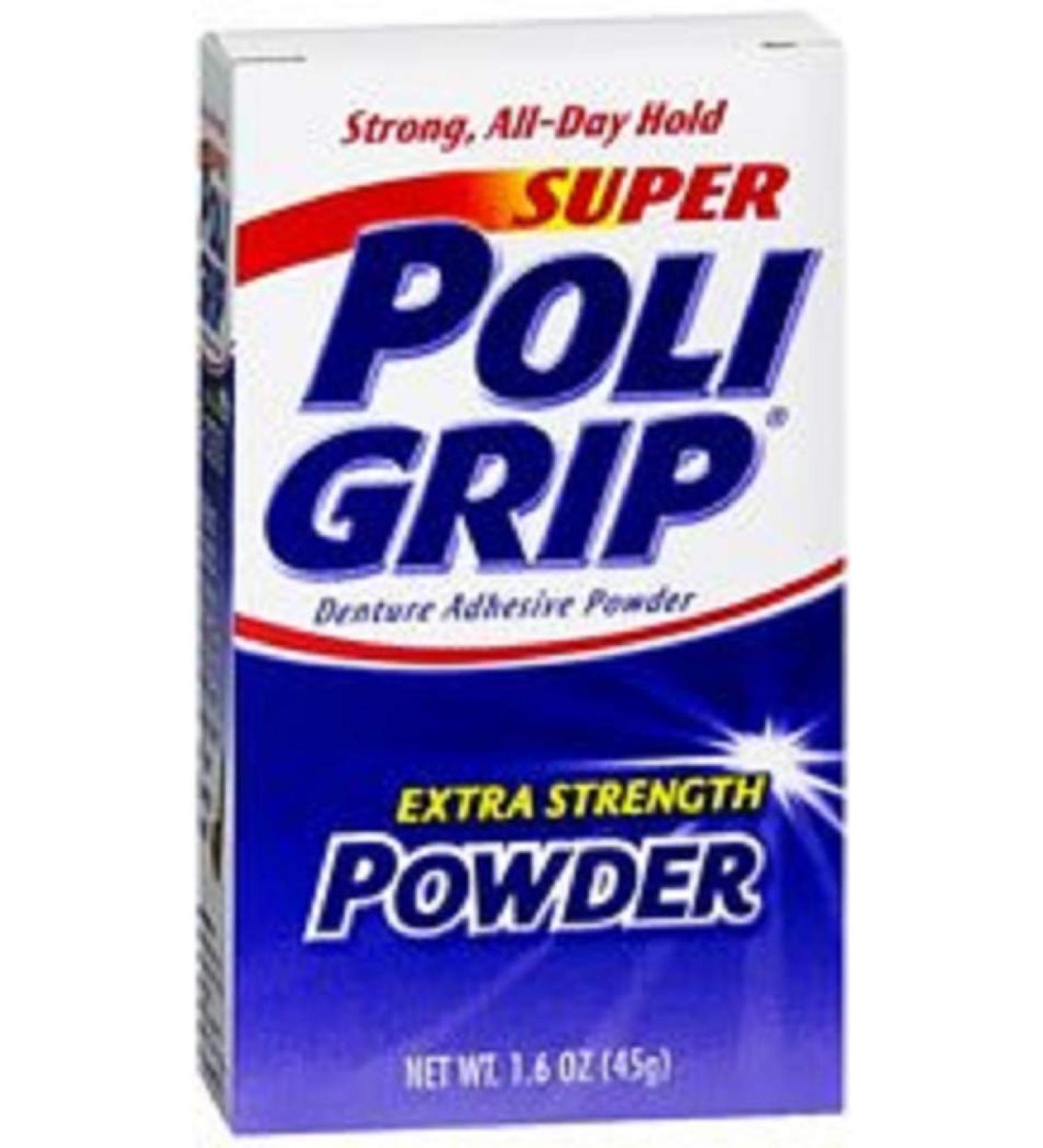 Super Poligrip Denture Adhesive Powder-1.6 oz (Pack of 4) by Super Poli-Grip